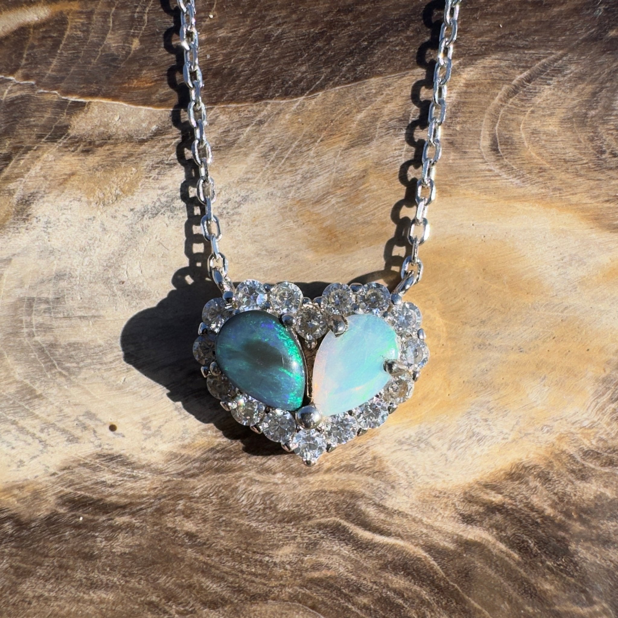 1ct Lightning Ridge Opal Pendant Necklace ~ 'Twilight Bay Heart' | 925 Sterling Silver | Solid Australian Opal