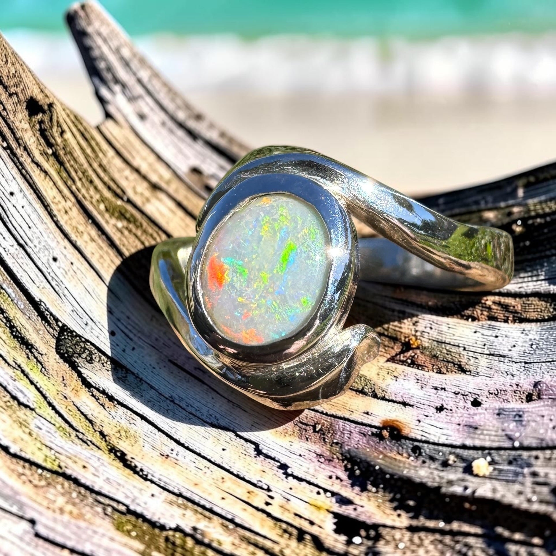 1ct Lightning Ridge Opal Ring ~ 'Bondi Glow' | 925 Sterling Silver | Solid Australian Opal