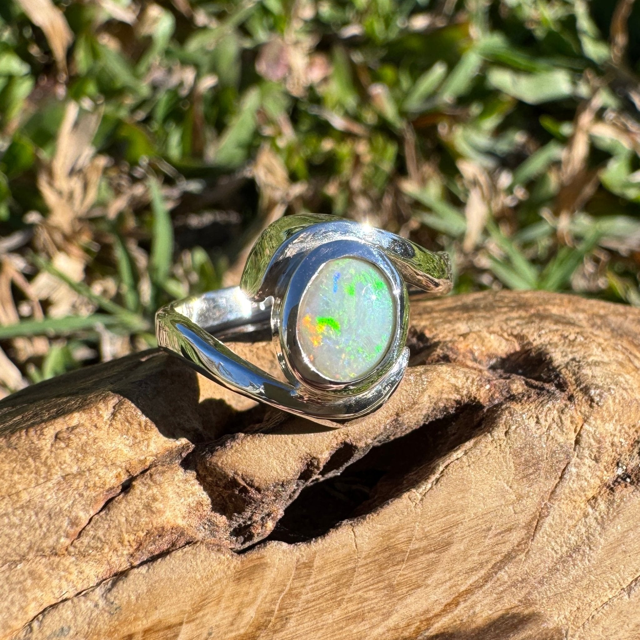 1ct Lightning Ridge Opal Ring ~ 'Bondi Glow' | 925 Sterling Silver | Solid Australian Opal