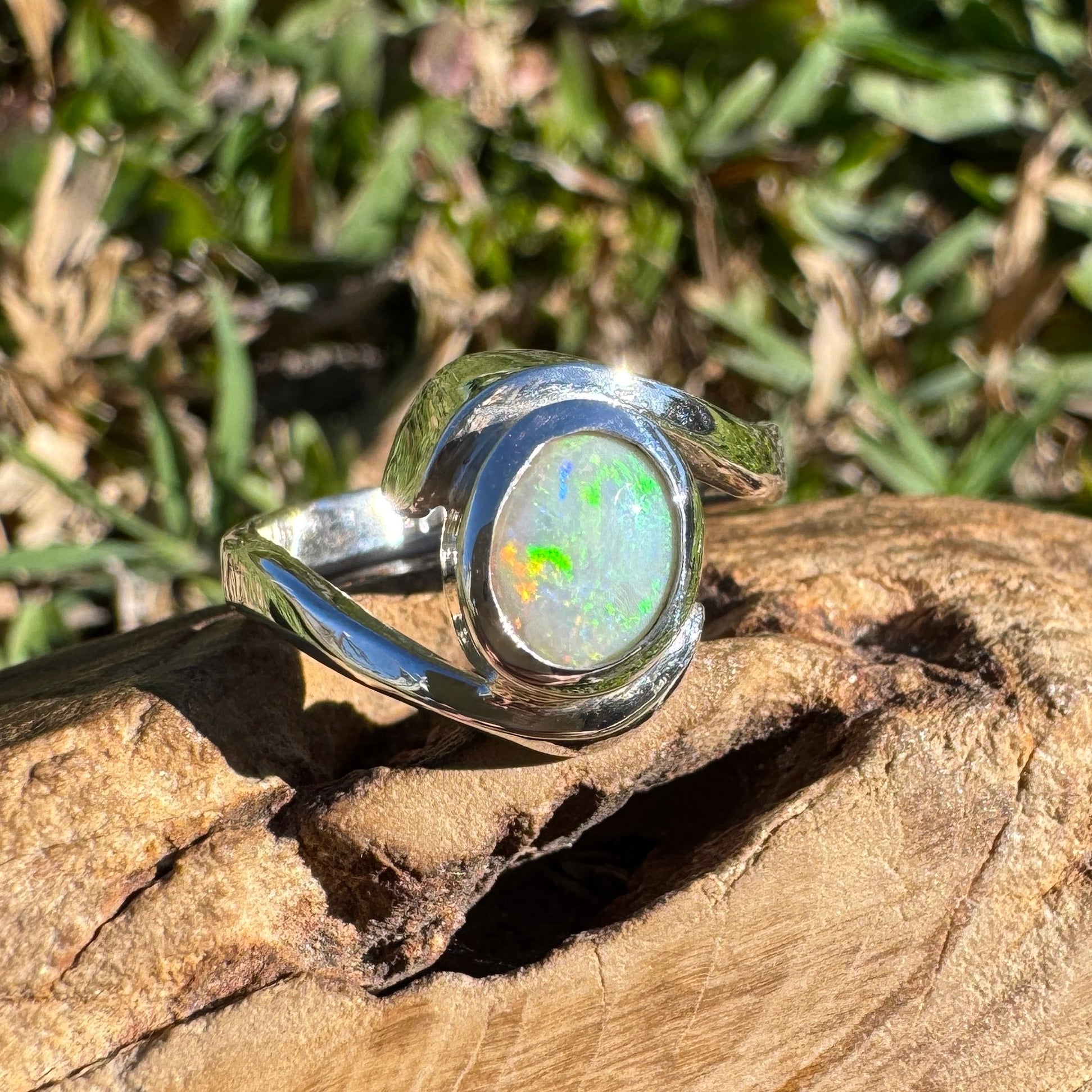 1ct Lightning Ridge Opal Ring ~ 'Bondi Glow' | 925 Sterling Silver | Solid Australian Opal