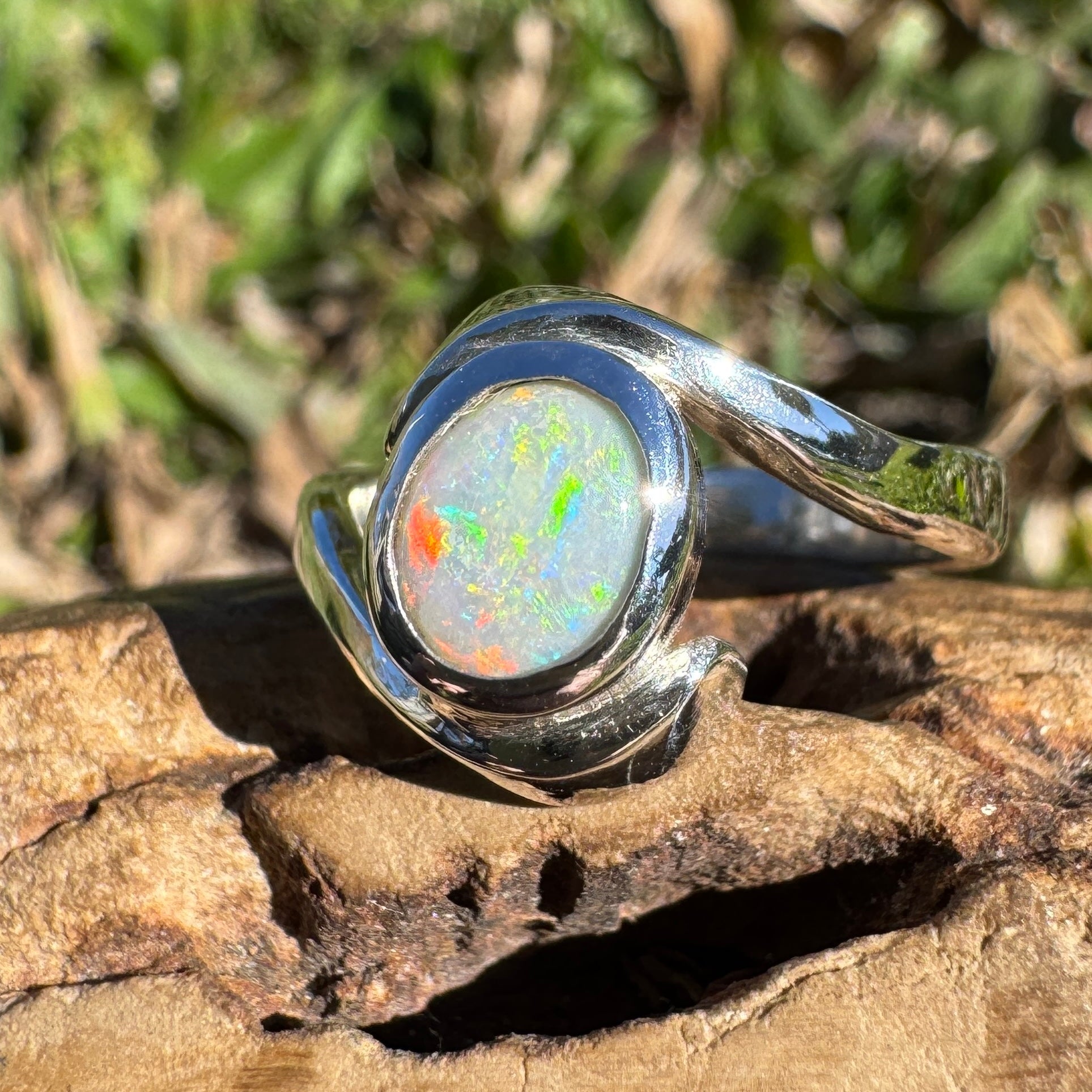 1ct Lightning Ridge Opal Ring ~ 'Bondi Glow' | 925 Sterling Silver | Solid Australian Opal