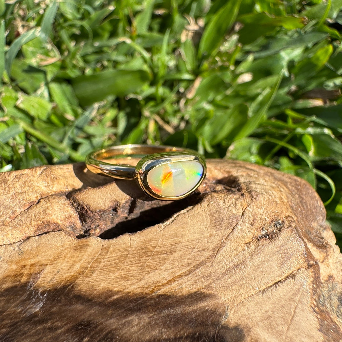 1ct Lightning Ridge Opal Ring ~ 'Kings Canyon Blaze' | 9ct Yellow Gold | Solid Australian Opal