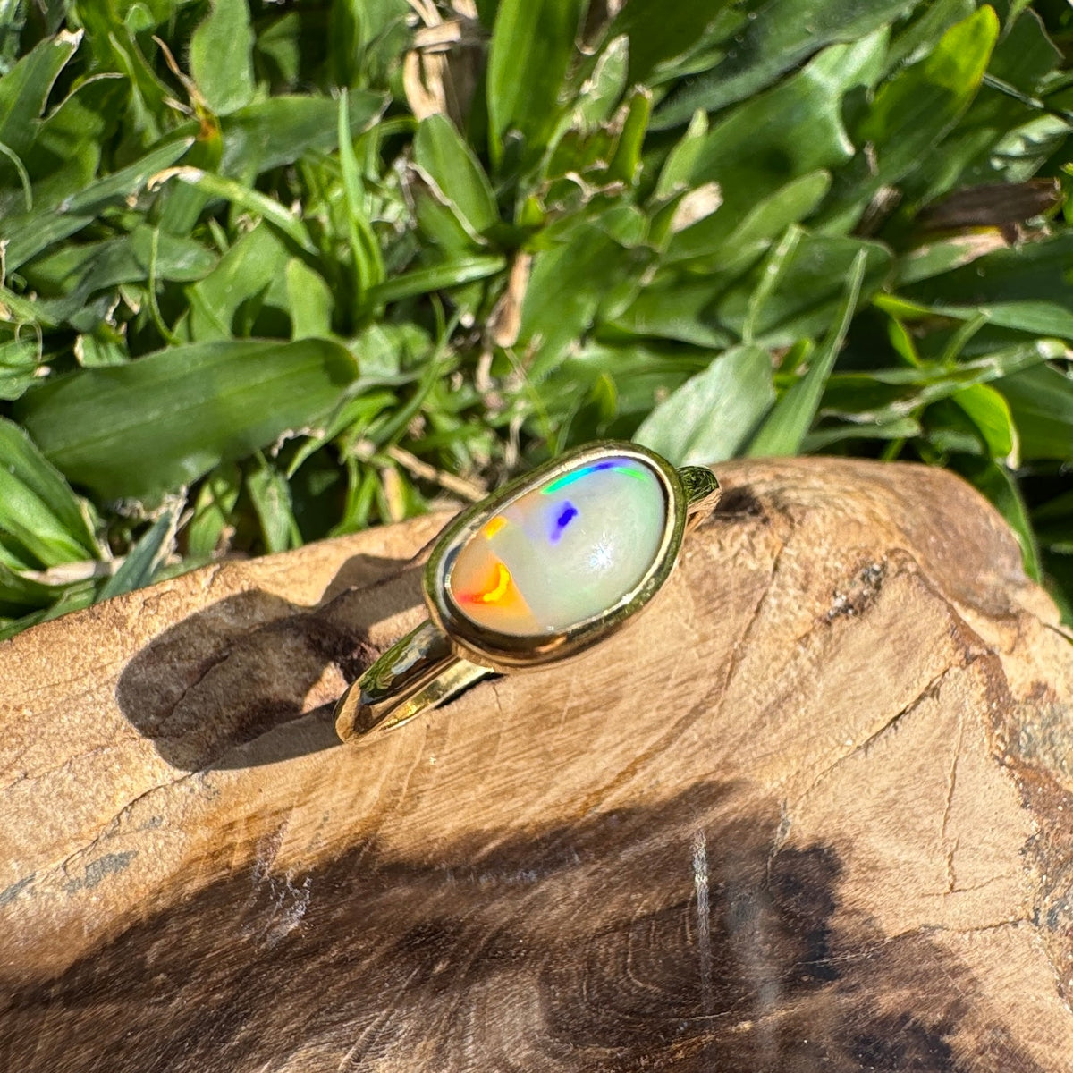 1ct Lightning Ridge Opal Ring ~ 'Kings Canyon Blaze' | 9ct Yellow Gold | Solid Australian Opal