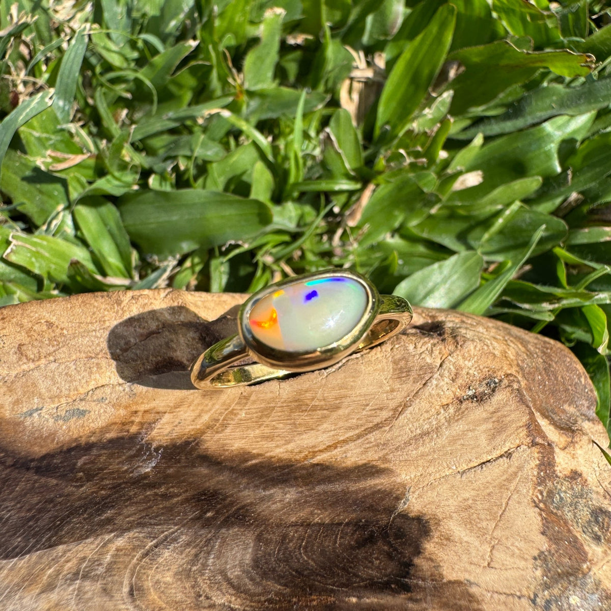 1ct Lightning Ridge Opal Ring ~ 'Kings Canyon Blaze' | 9ct Yellow Gold | Solid Australian Opal