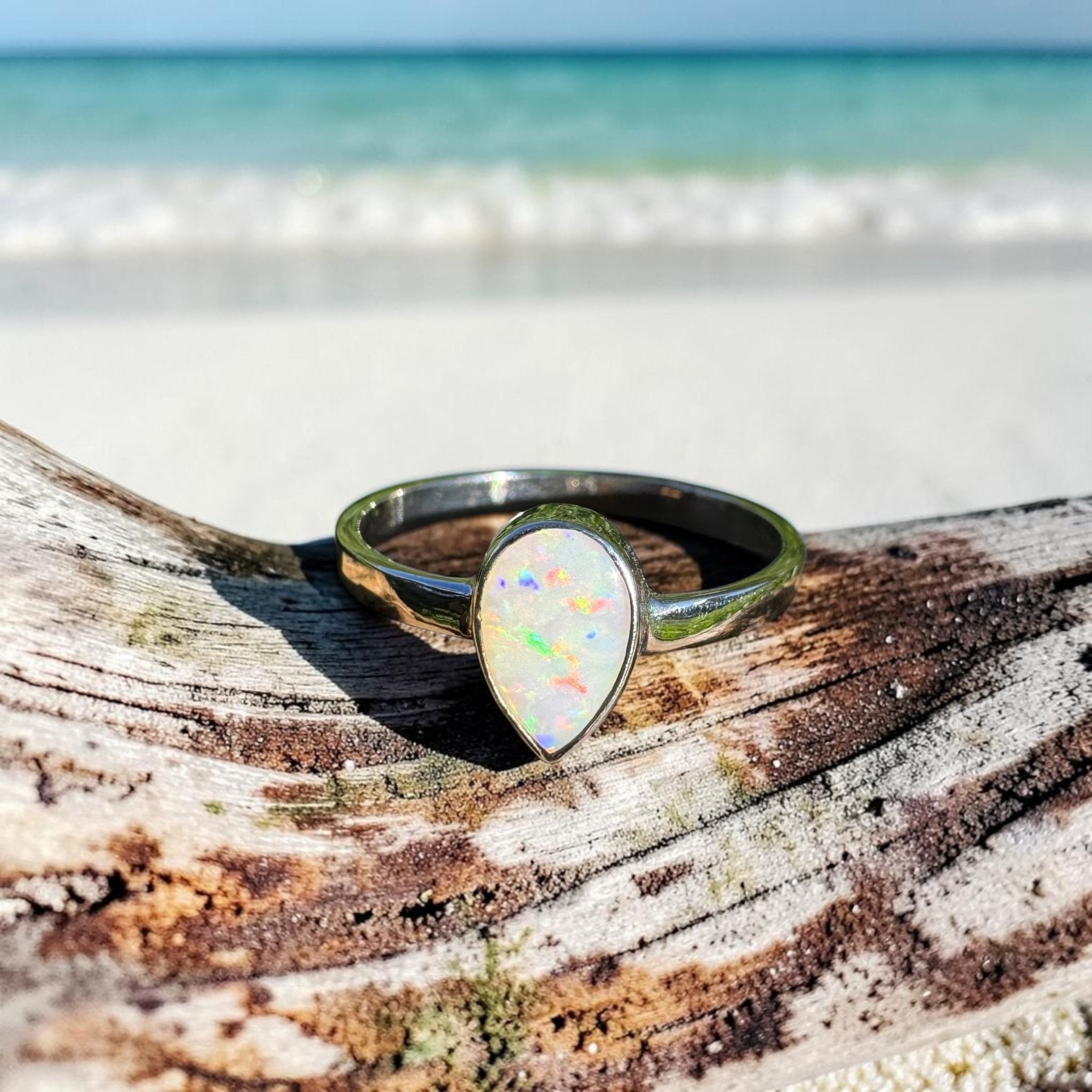 1ct Lightning Ridge Opal Ring ~ 'Rainbow Valley Haze' | 925 Sterling Silver | Solid Australian Opal