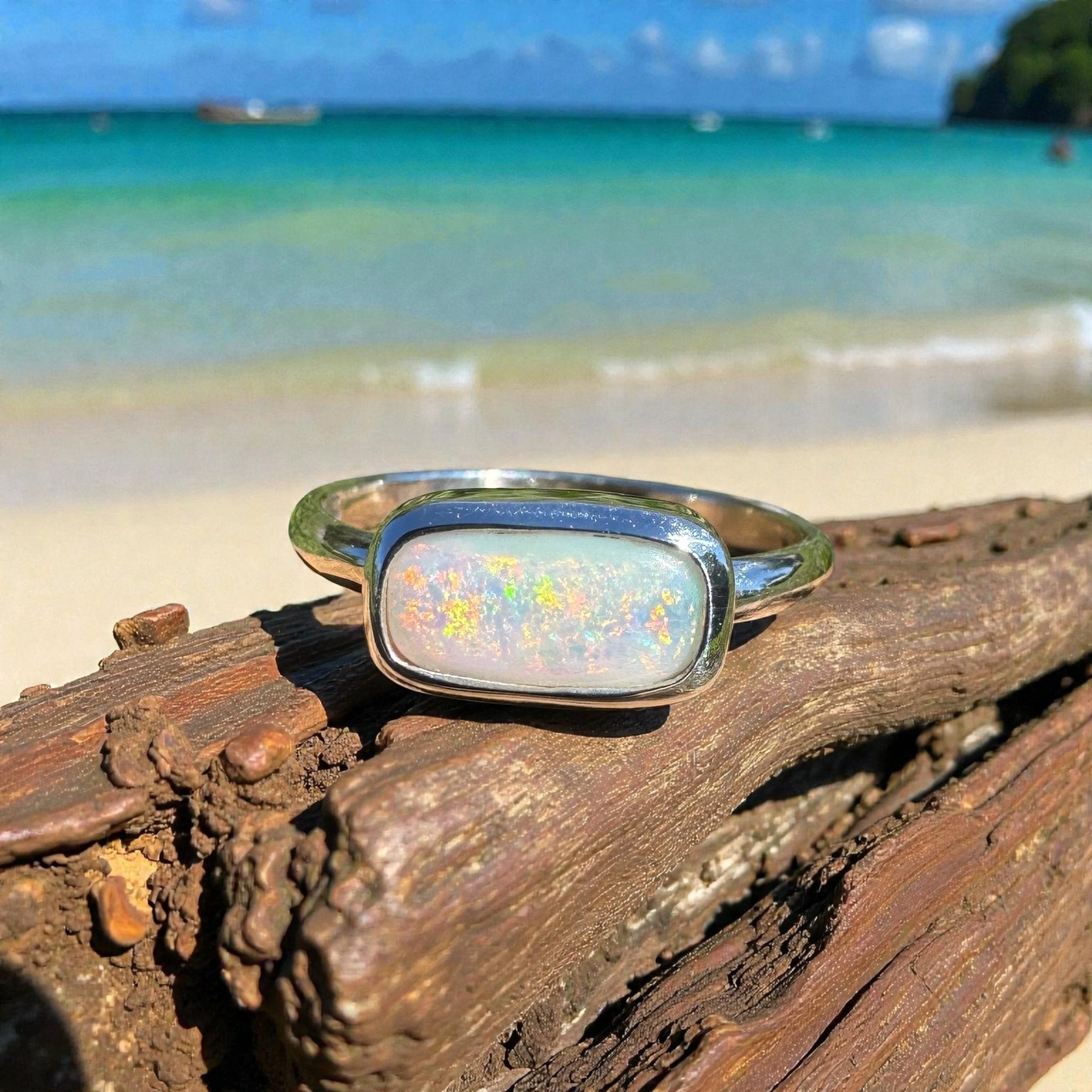 1ct Mintabie Opal Ring ~ 'Lake Argyle Mirage' | 925 Sterling Silver | Solid Australian Opal