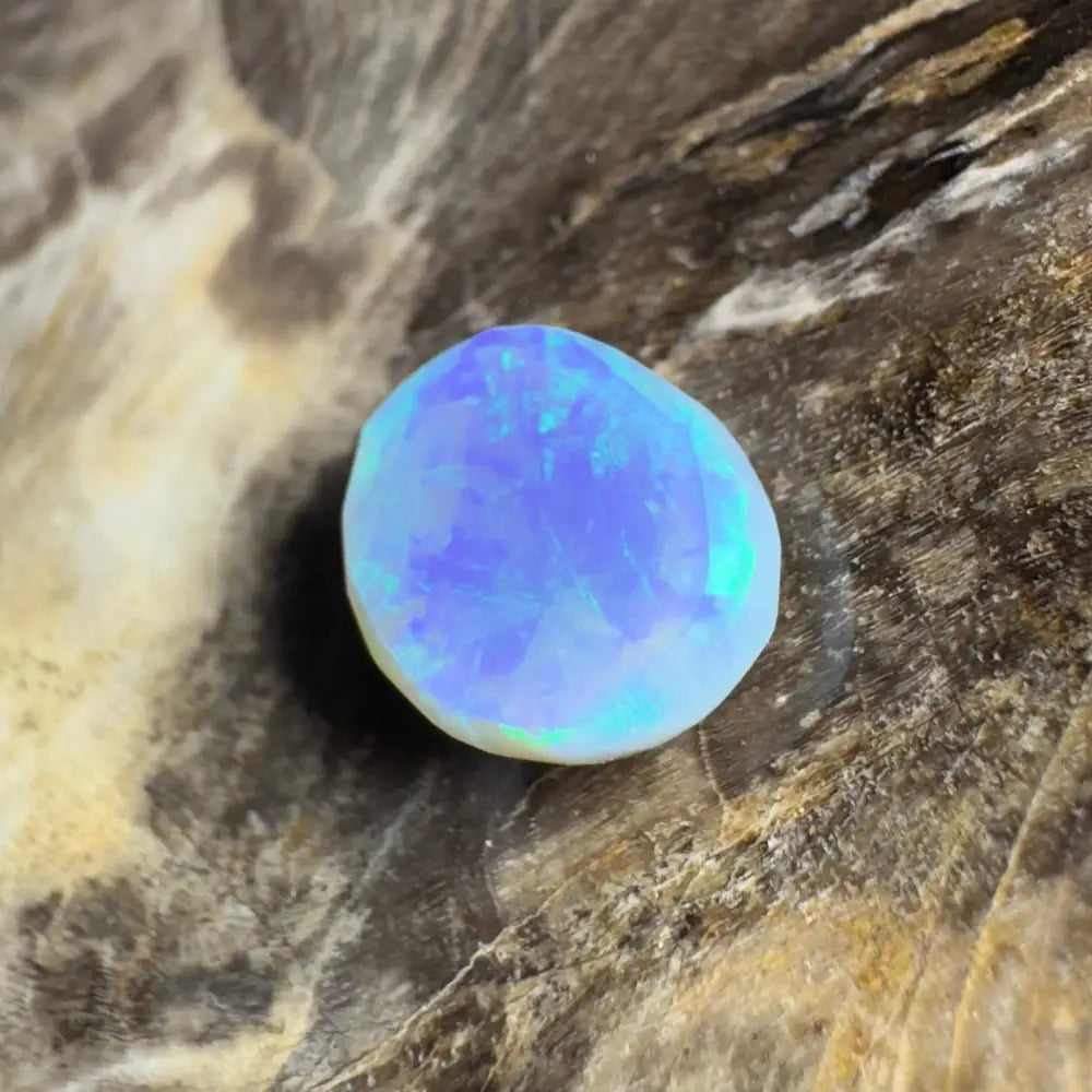 Iridescent blue opal gemstone.
