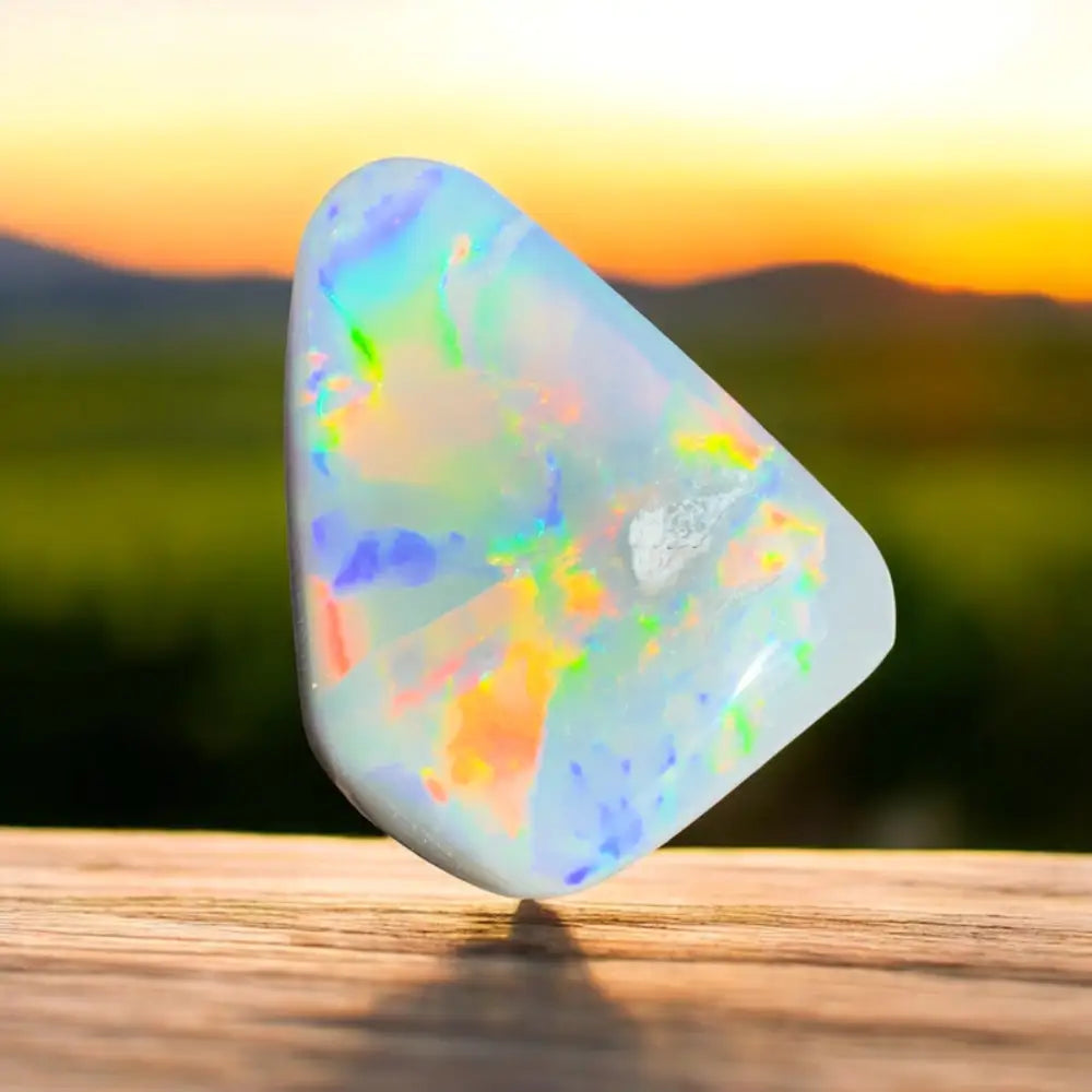 Iridescent opal gemstone.