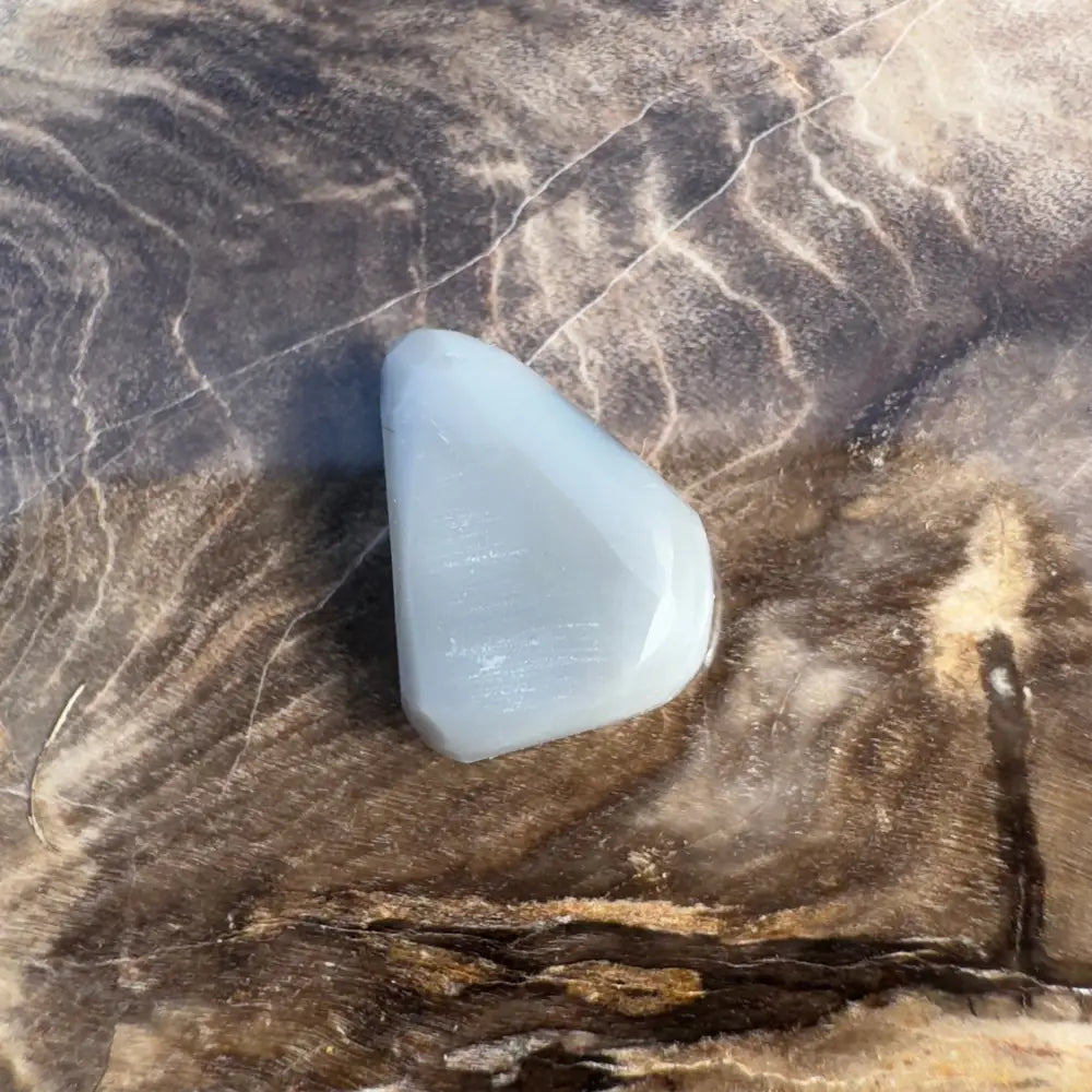 Polished, light blue stone.