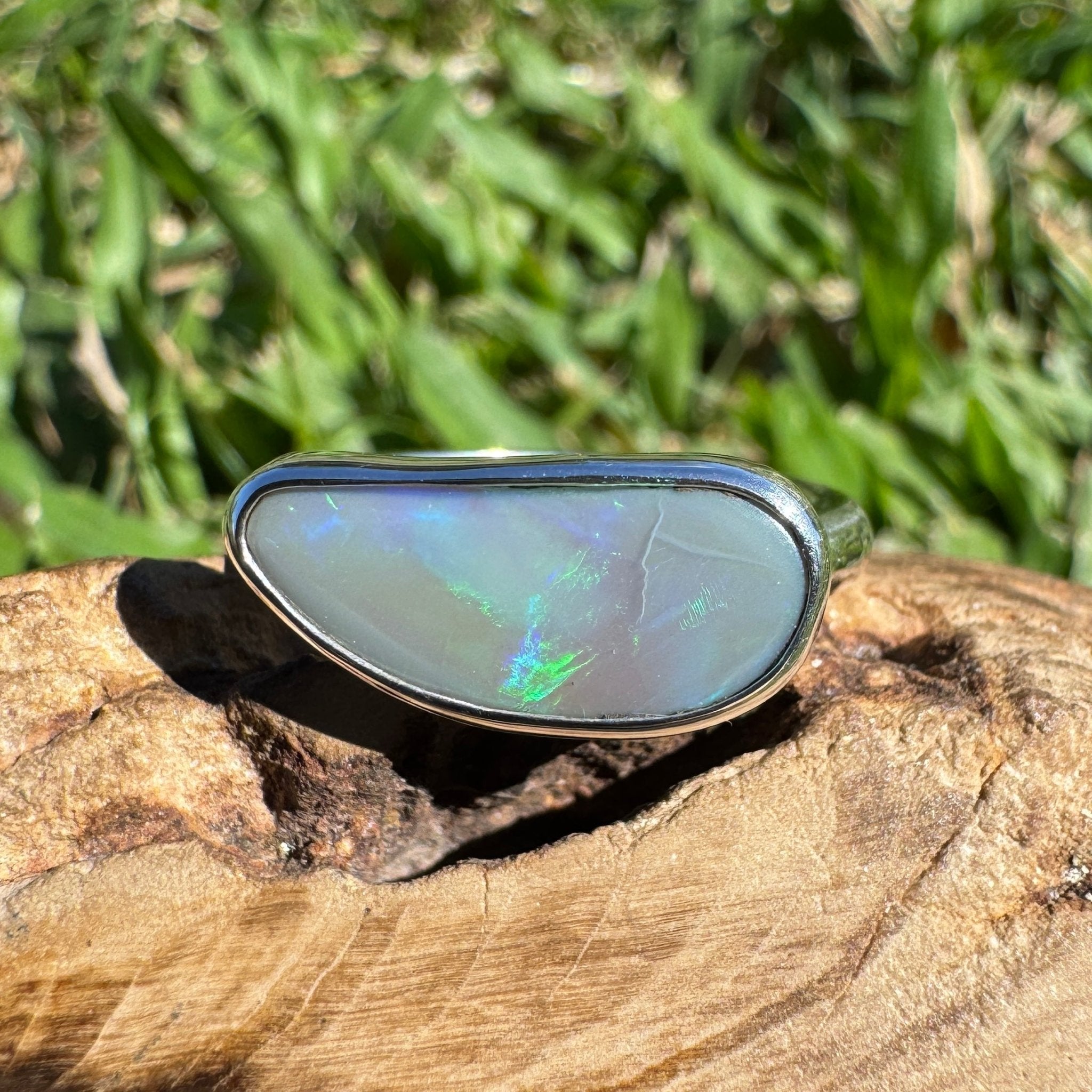 2.02ct Australian Solid Lightning Ridge Opal Silver Ring ~ 'Emu Park Essence' | 925 Sterling Silver | Solid Australian Opal