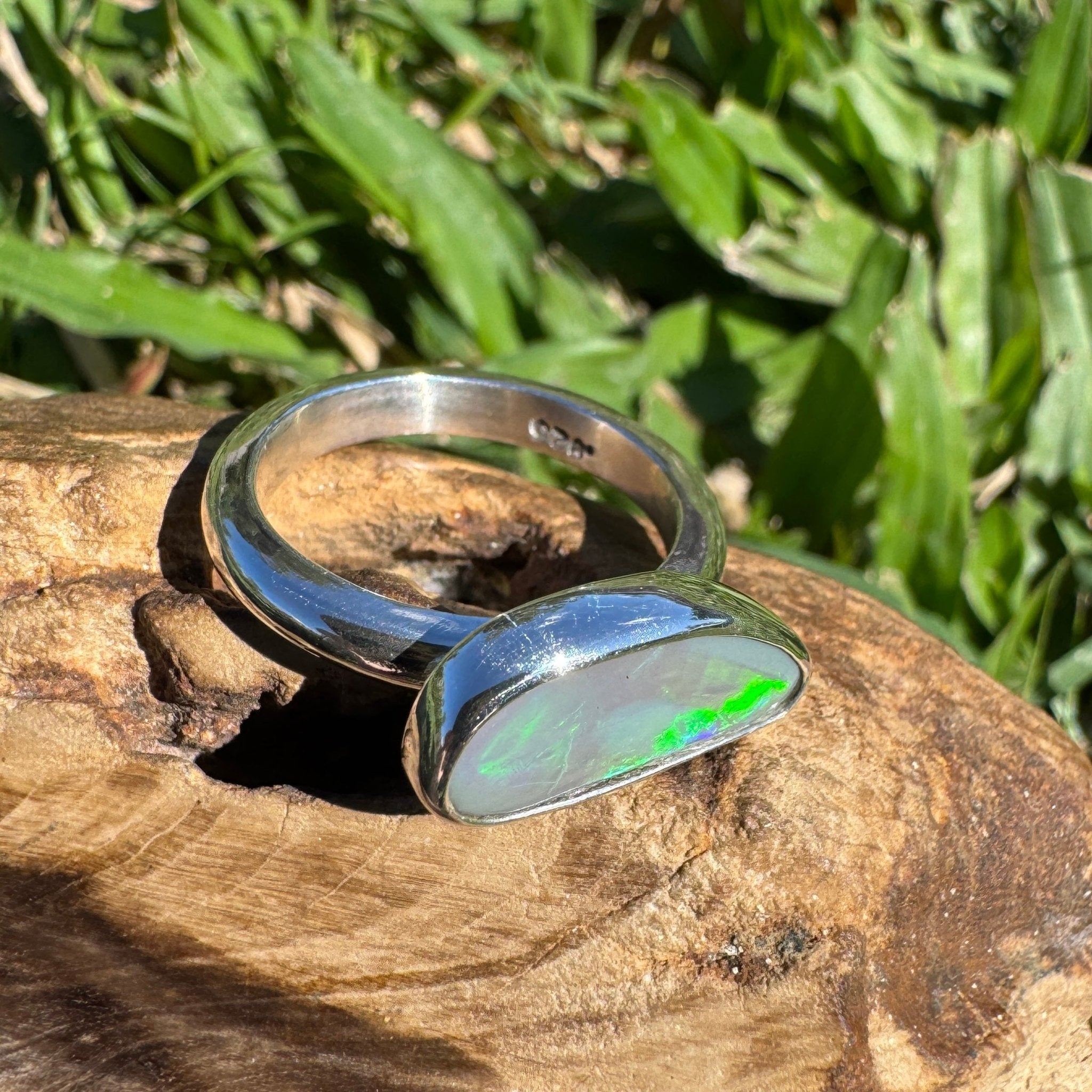 2.02ct Australian Solid Lightning Ridge Opal Silver Ring ~ 'Emu Park Essence' | 925 Sterling Silver | Solid Australian Opal