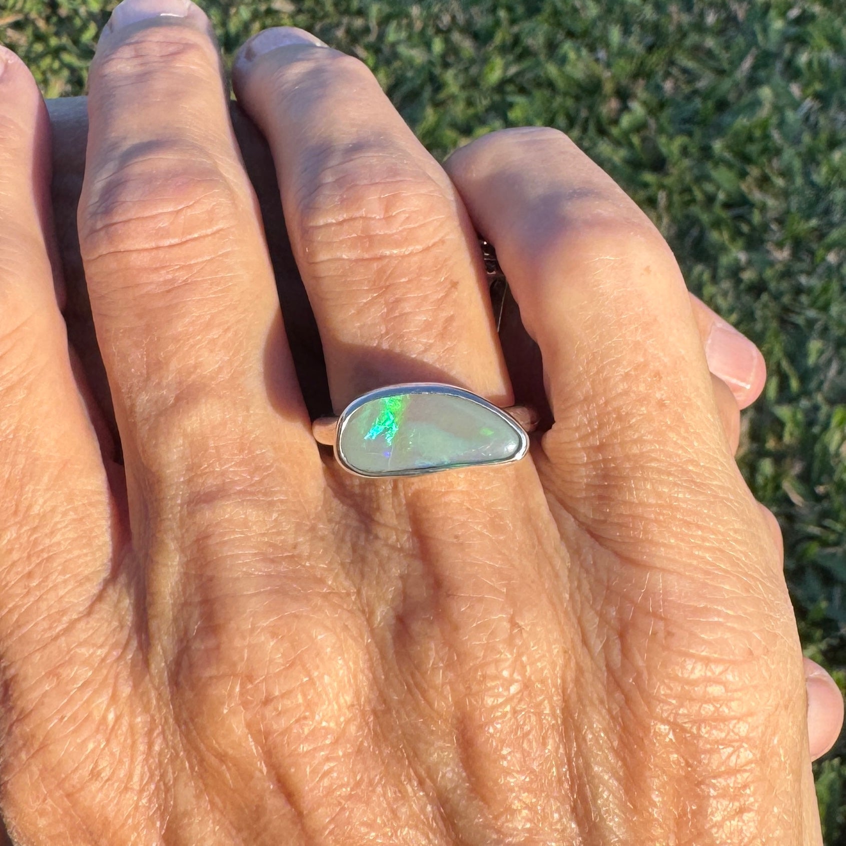 2.02ct Australian Solid Lightning Ridge Opal Silver Ring ~ 'Emu Park Essence' | 925 Sterling Silver | Solid Australian Opal