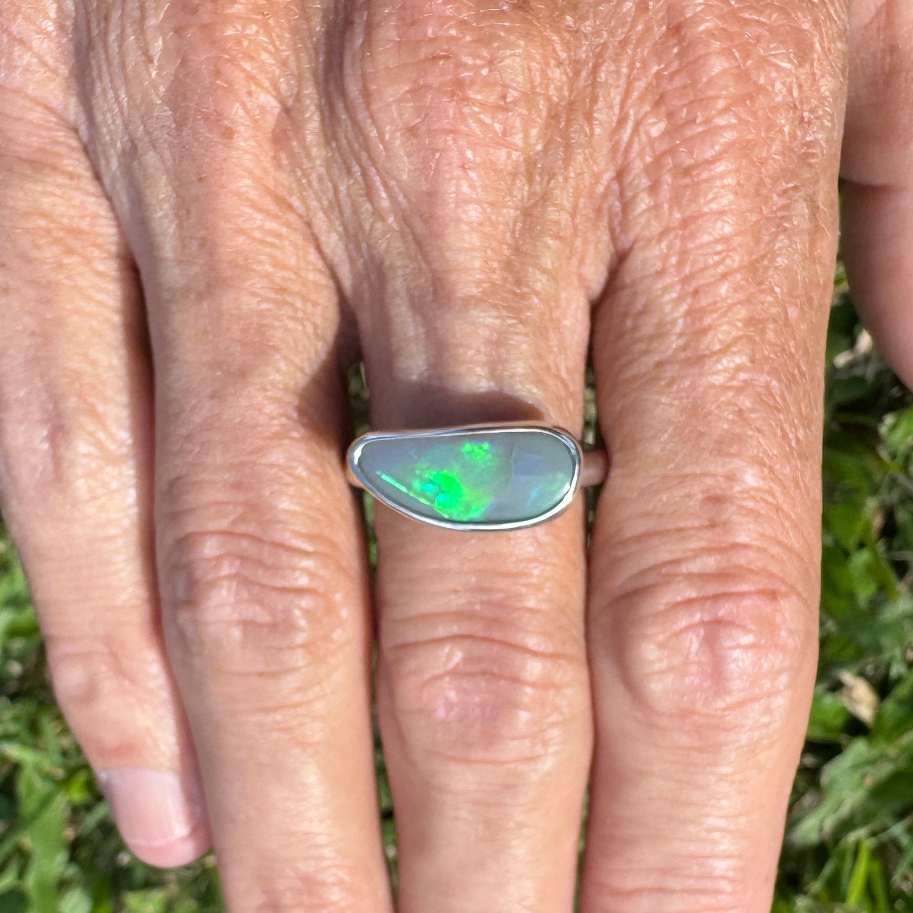 2.02ct Australian Solid Lightning Ridge Opal Silver Ring ~ 'Emu Park Essence' | 925 Sterling Silver | Solid Australian Opal