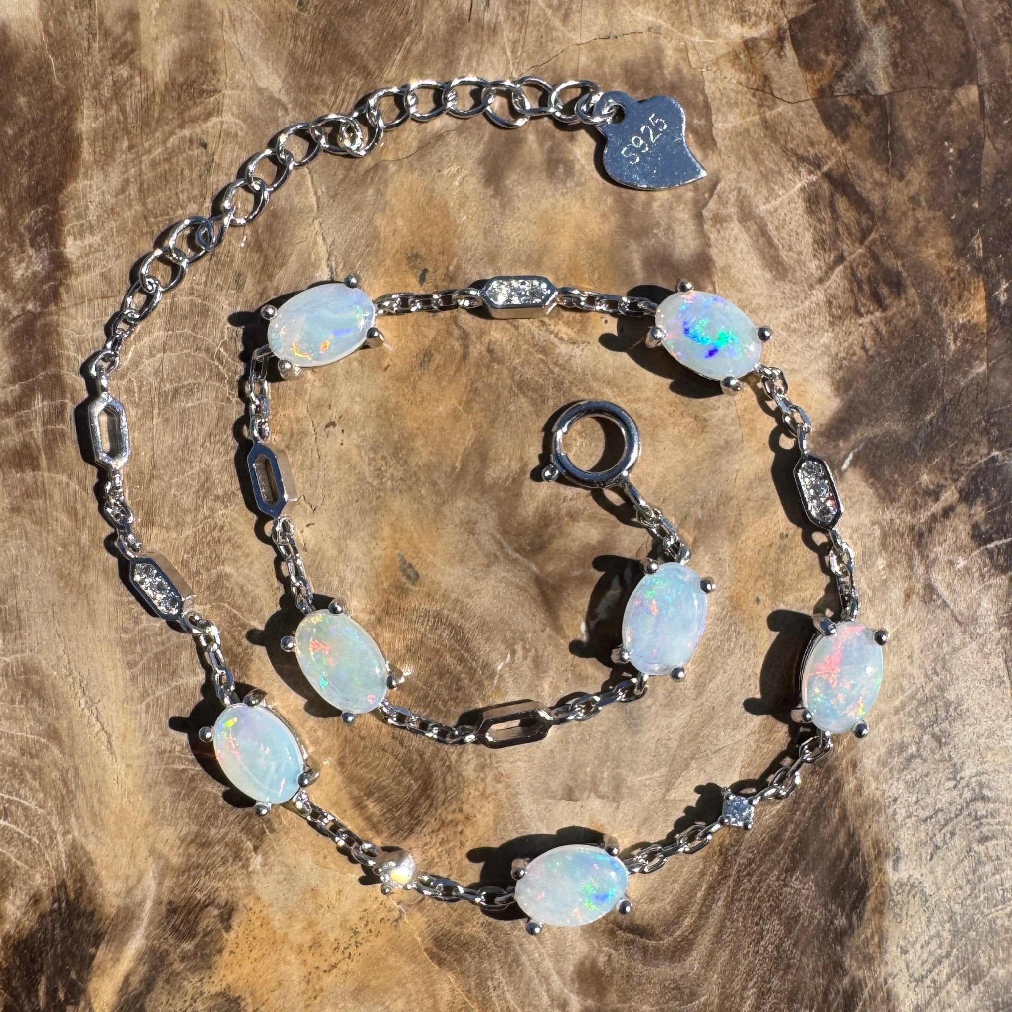 2.1ct Coober Pedy Opal Bracelet ~ 'Oodnadatta Seven Spectrum' | 925 Sterling Silver | Solid Australian Opal