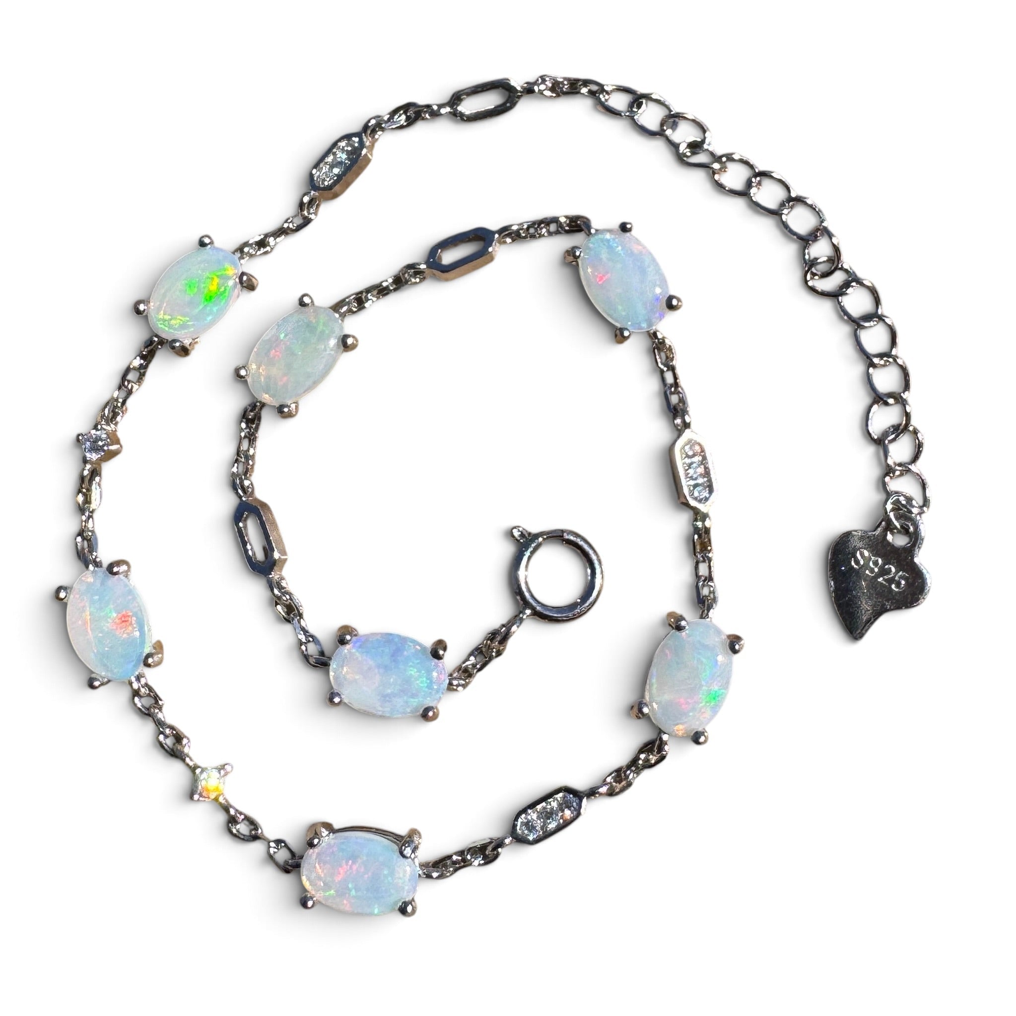 2.1ct Coober Pedy Opal Bracelet ~ 'Oodnadatta Seven Spectrum' | 925 Sterling Silver | Solid Australian Opal