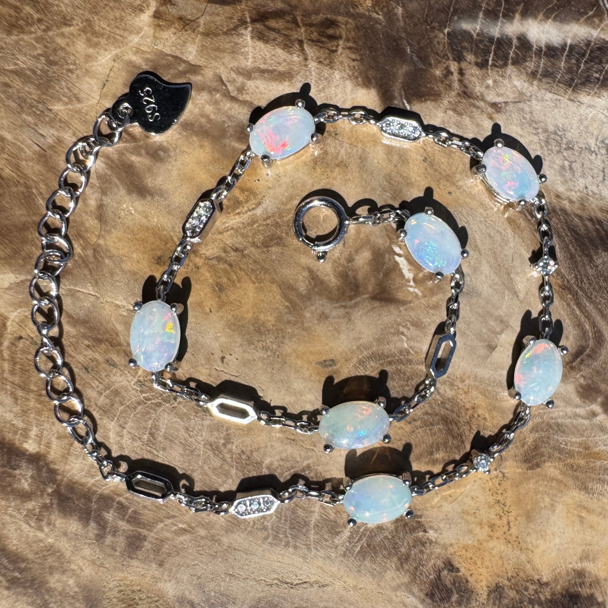 2.1ct Coober Pedy Opal Bracelet ~ 'Oodnadatta Seven Spectrum' | 925 Sterling Silver | Solid Australian Opal