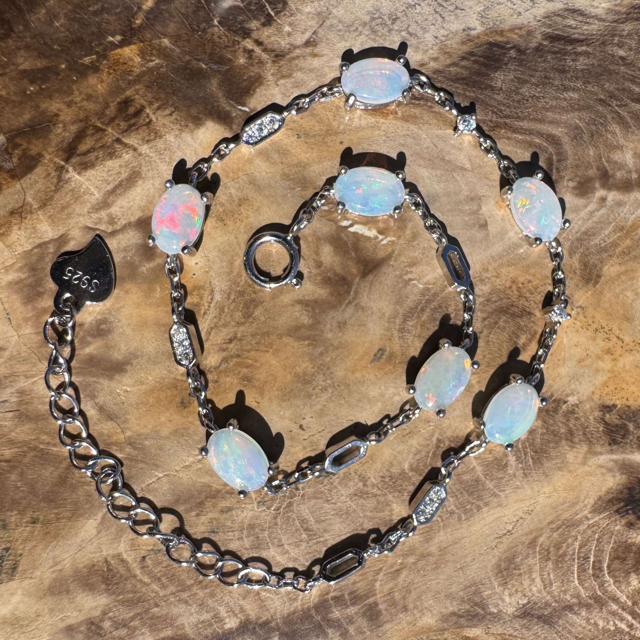 2.1ct Coober Pedy Opal Bracelet ~ 'Oodnadatta Seven Spectrum' | 925 Sterling Silver | Solid Australian Opal