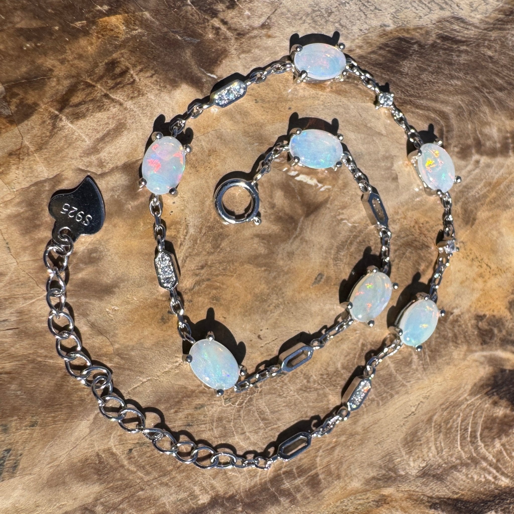 2.1ct Coober Pedy Opal Bracelet ~ 'Oodnadatta Seven Spectrum' | 925 Sterling Silver | Solid Australian Opal