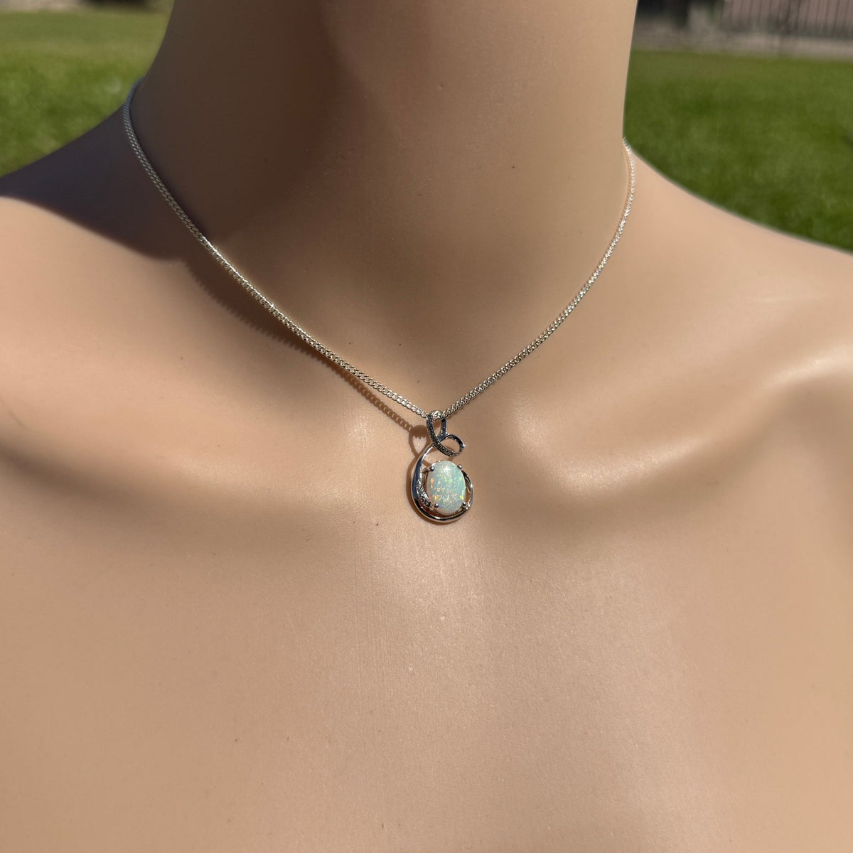 2.1ct Coober Pedy Opal Pendant Necklace ~ 'Karijini Ribbon' | 925 Sterling Silver | Solid Australian Opal