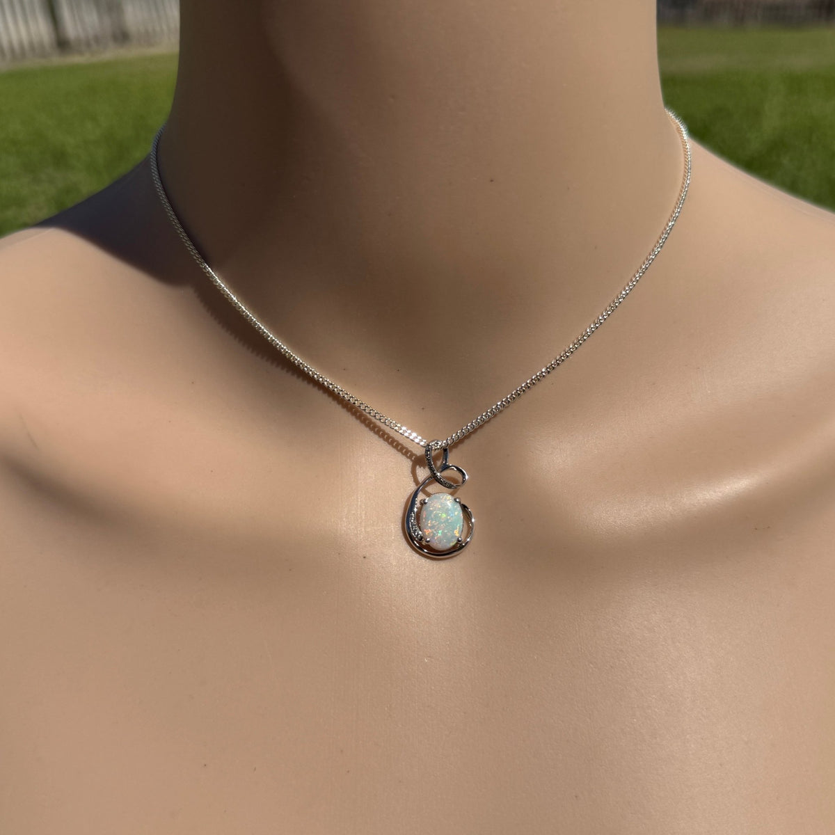 2.1ct Coober Pedy Opal Pendant Necklace ~ 'Karijini Ribbon' | 925 Sterling Silver | Solid Australian Opal