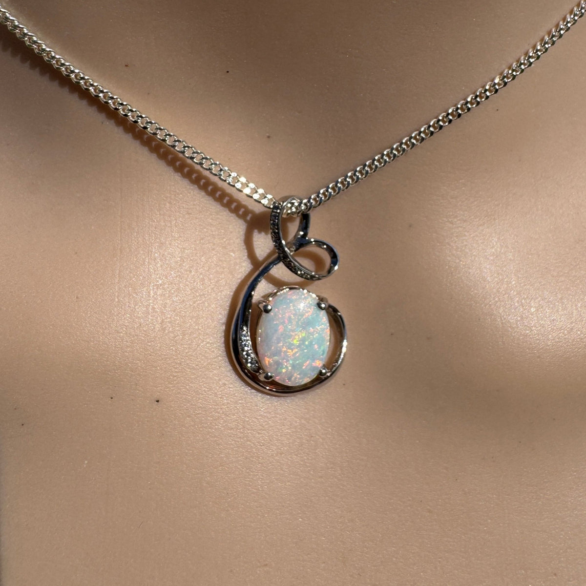 2.1ct Coober Pedy Opal Pendant Necklace ~ 'Karijini Ribbon' | 925 Sterling Silver | Solid Australian Opal