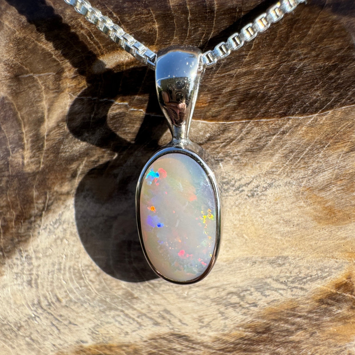 2.1ct Lightning Ridge Opal Pendant Necklace ~ 'Collarenebri Firelight' | 925 Sterling Silver | Solid Australian Opal