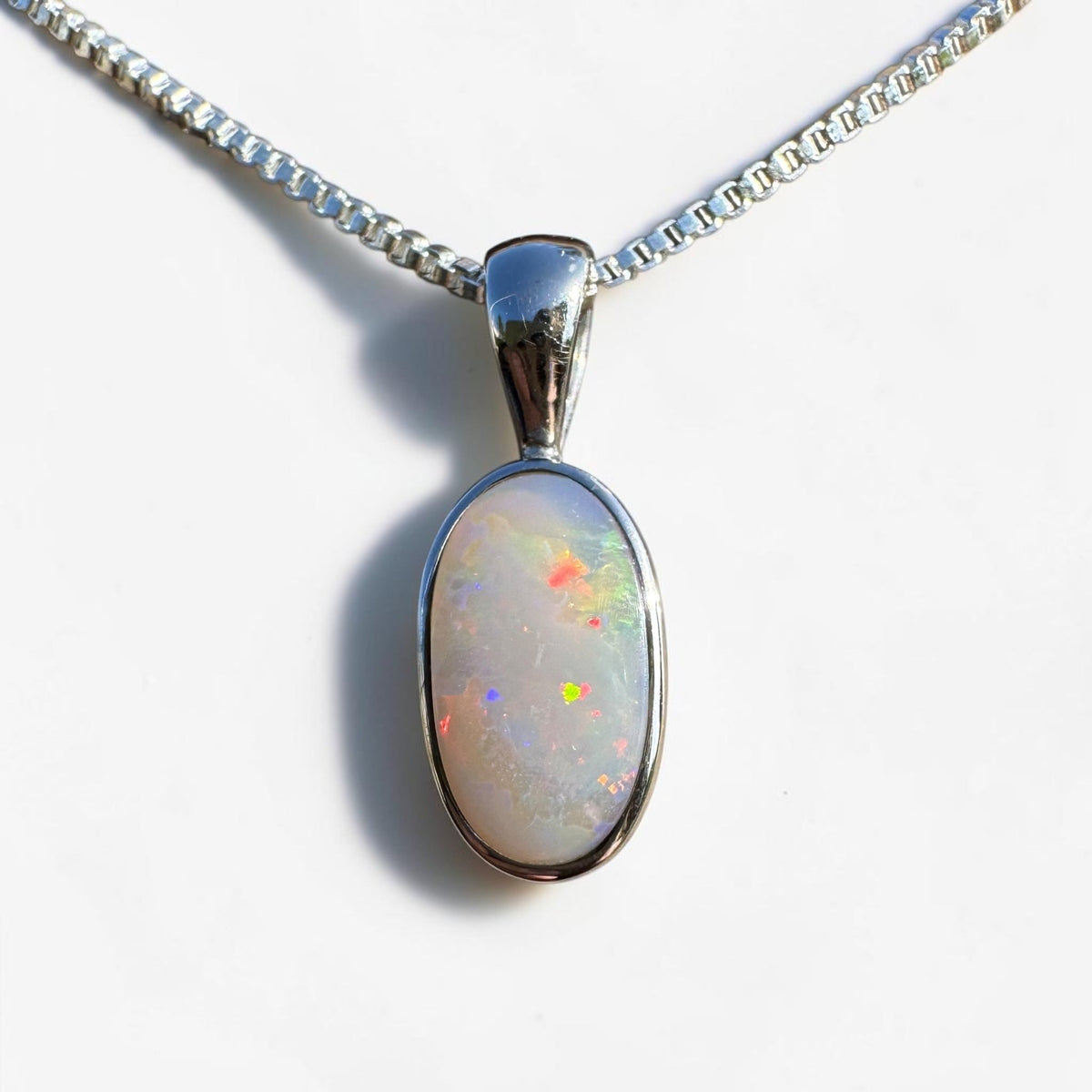2.1ct Lightning Ridge Opal Pendant Necklace ~ 'Collarenebri Firelight' | 925 Sterling Silver | Solid Australian Opal