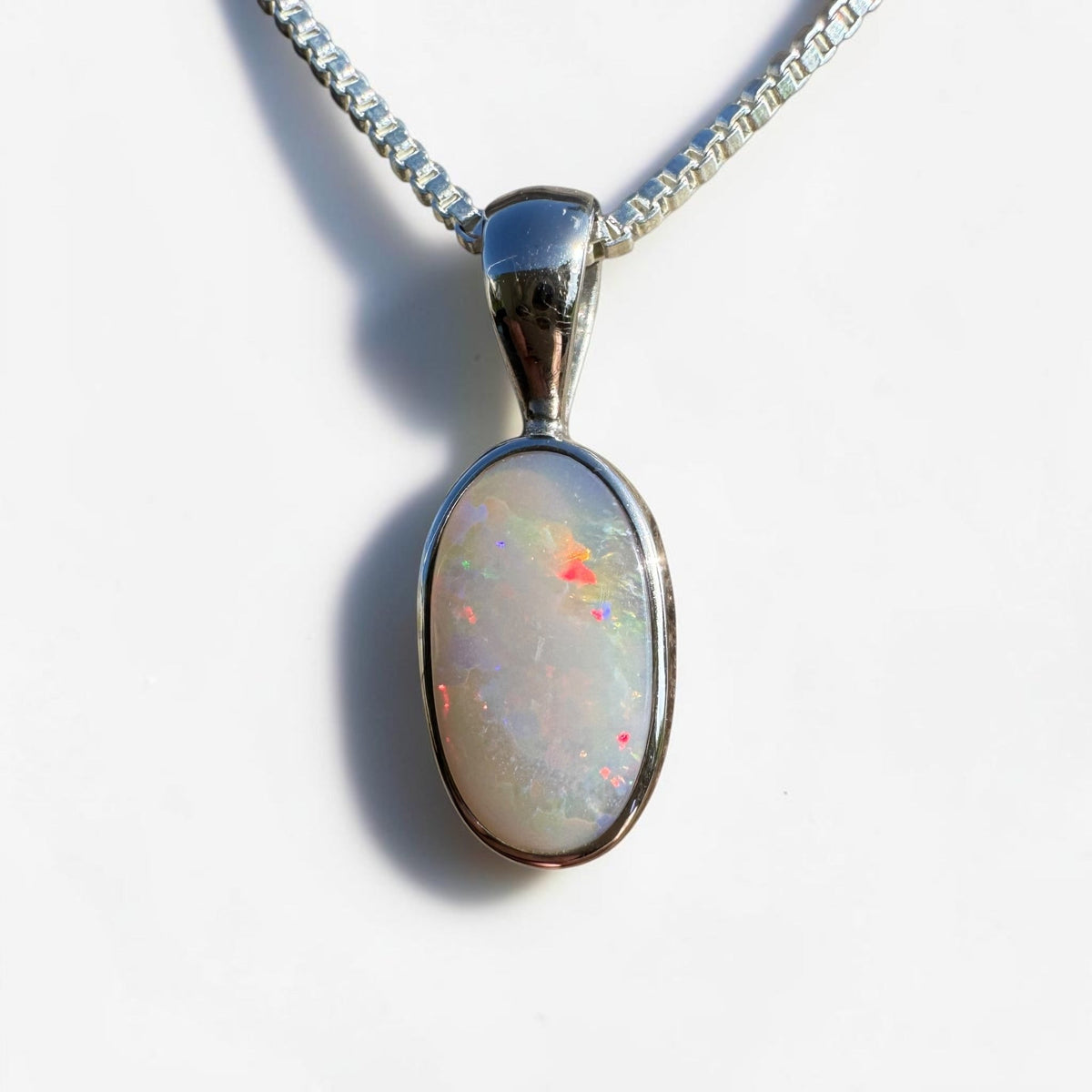 2.1ct Lightning Ridge Opal Pendant Necklace ~ 'Collarenebri Firelight' | 925 Sterling Silver | Solid Australian Opal