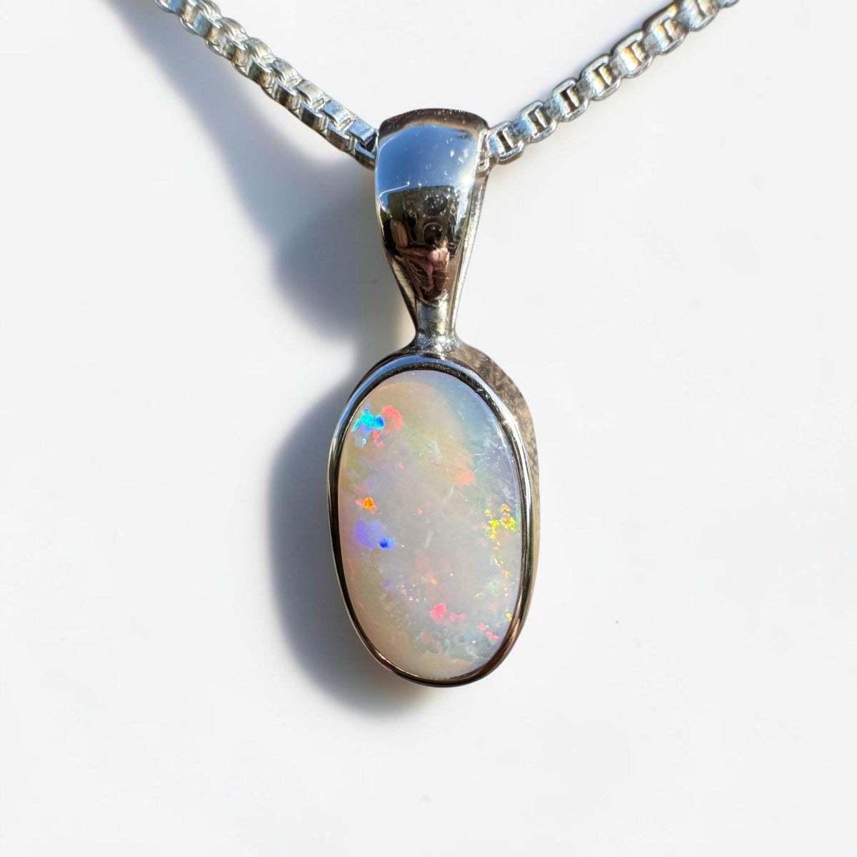 2.1ct Lightning Ridge Opal Pendant Necklace ~ 'Collarenebri Firelight' | 925 Sterling Silver | Solid Australian Opal