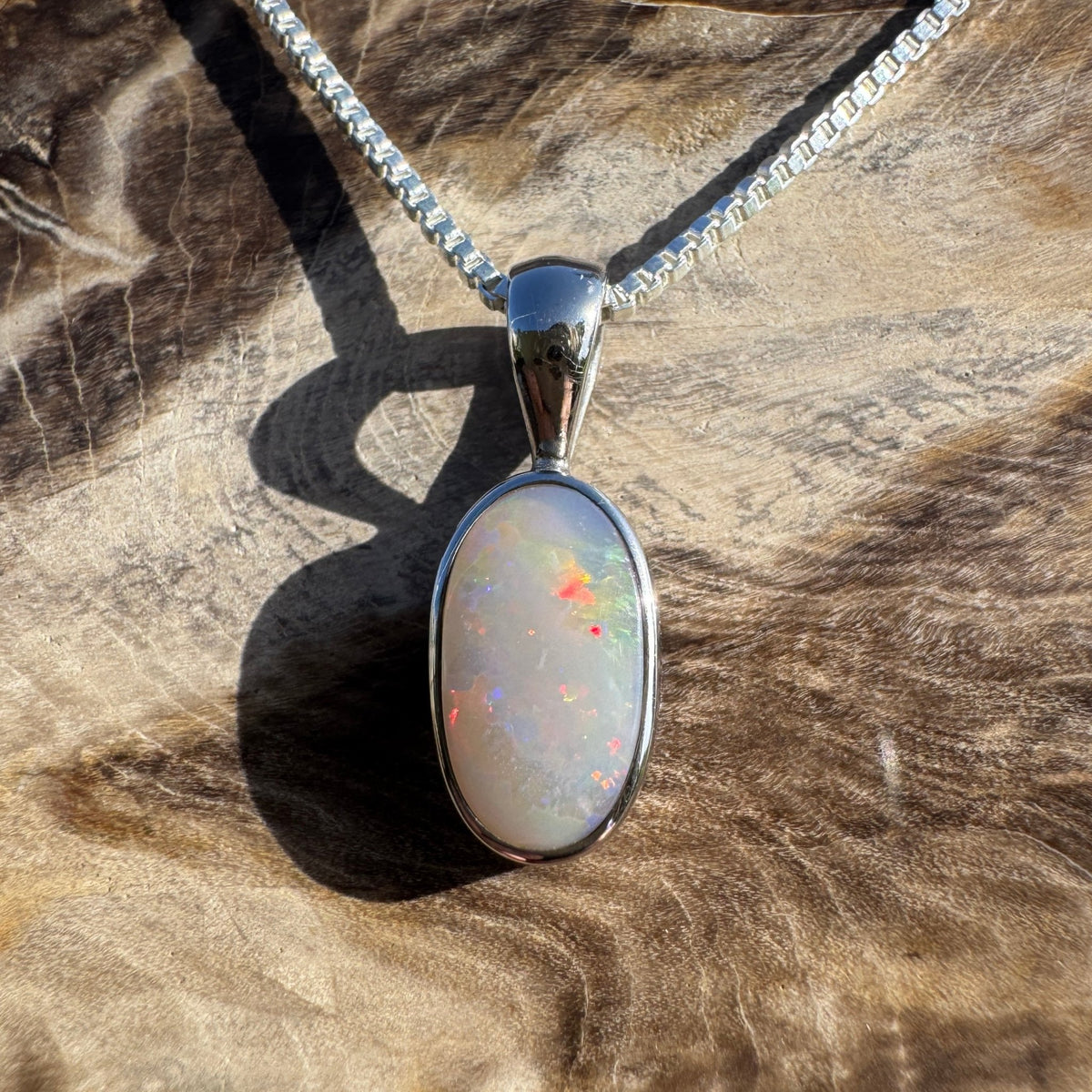 2.1ct Lightning Ridge Opal Pendant Necklace ~ 'Collarenebri Firelight' | 925 Sterling Silver | Solid Australian Opal