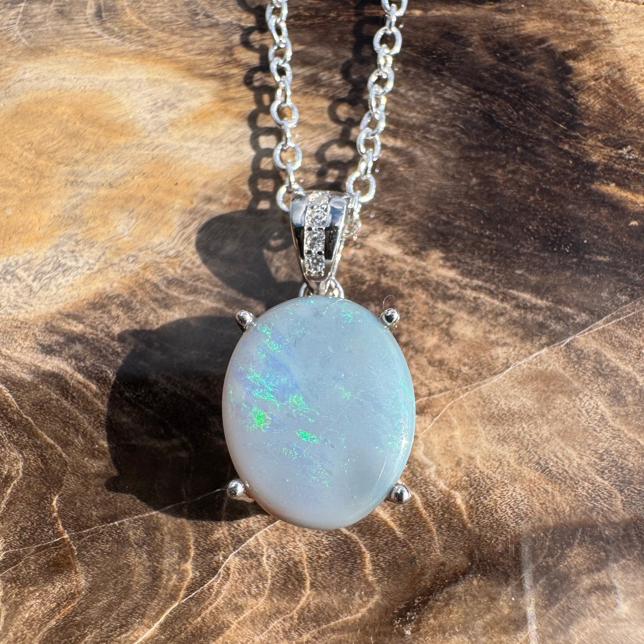 2.1ct Lightning Ridge Opal Pendant Necklace ~ 'Ironbark Sun Catcher' | 925 Sterling Silver | Solid Australian Opal