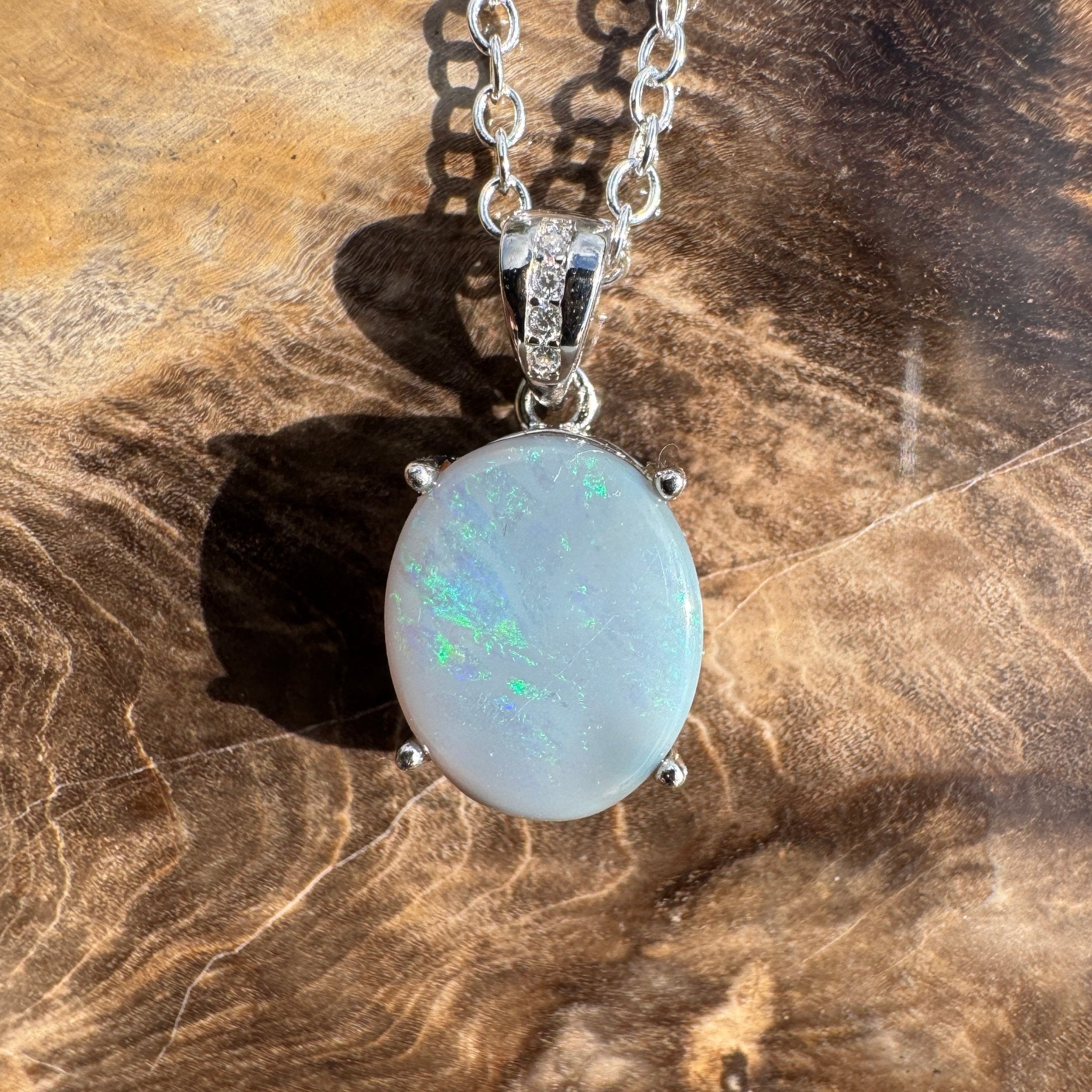 2.1ct Lightning Ridge Opal Pendant Necklace ~ 'Ironbark Sun Catcher' | 925 Sterling Silver | Solid Australian Opal