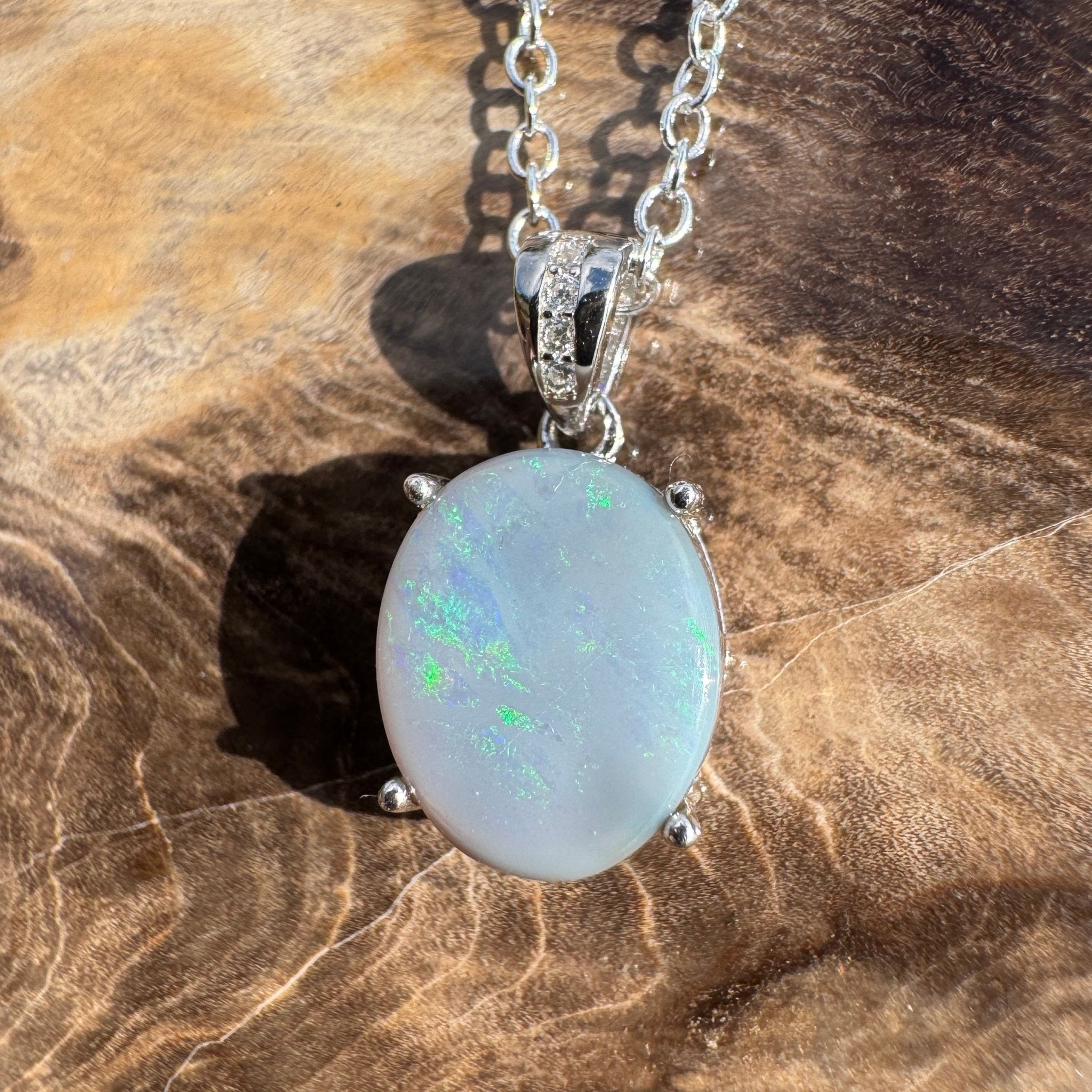 2.1ct Lightning Ridge Opal Pendant Necklace ~ 'Ironbark Sun Catcher' | 925 Sterling Silver | Solid Australian Opal