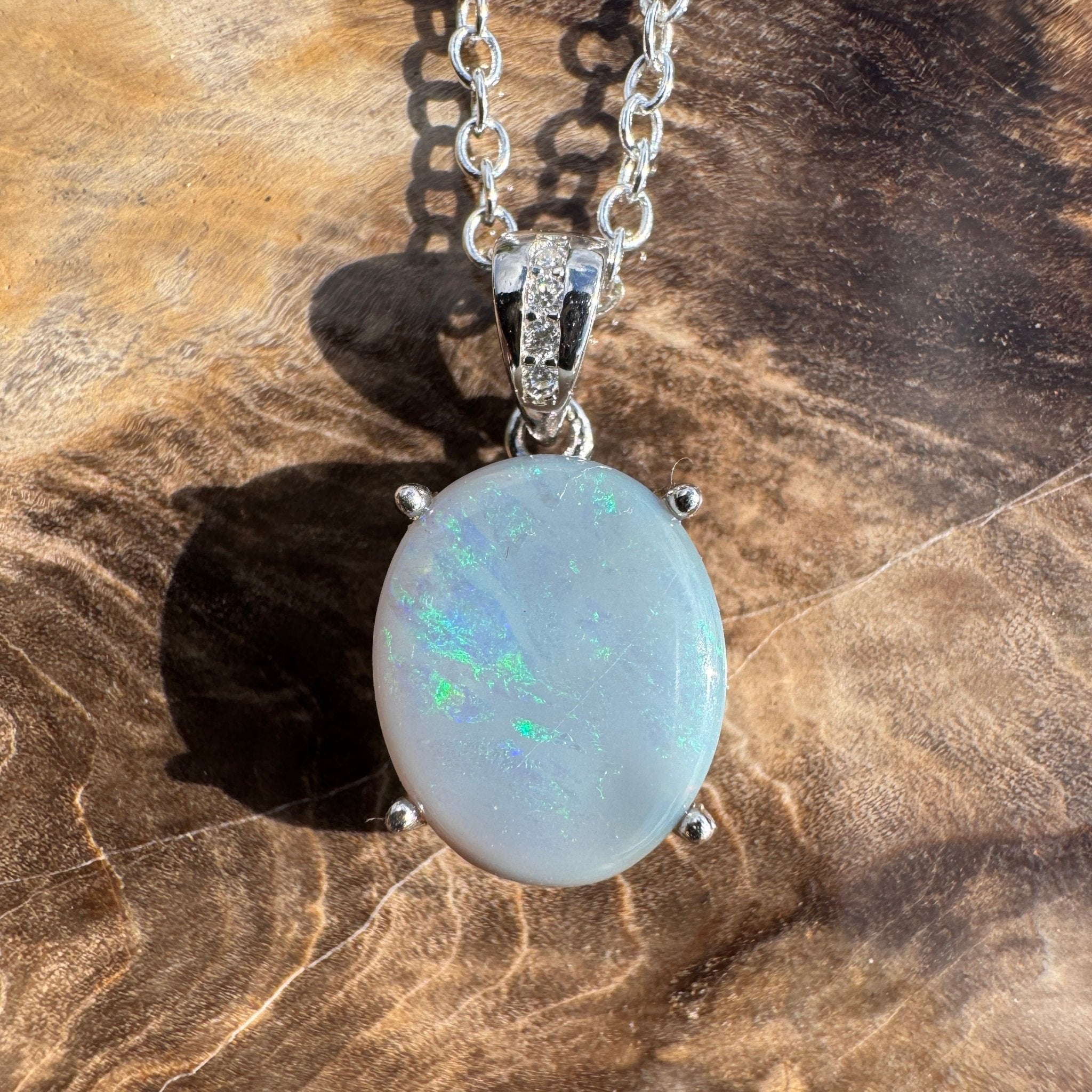 2.1ct Lightning Ridge Opal Pendant Necklace ~ 'Ironbark Sun Catcher' | 925 Sterling Silver | Solid Australian Opal