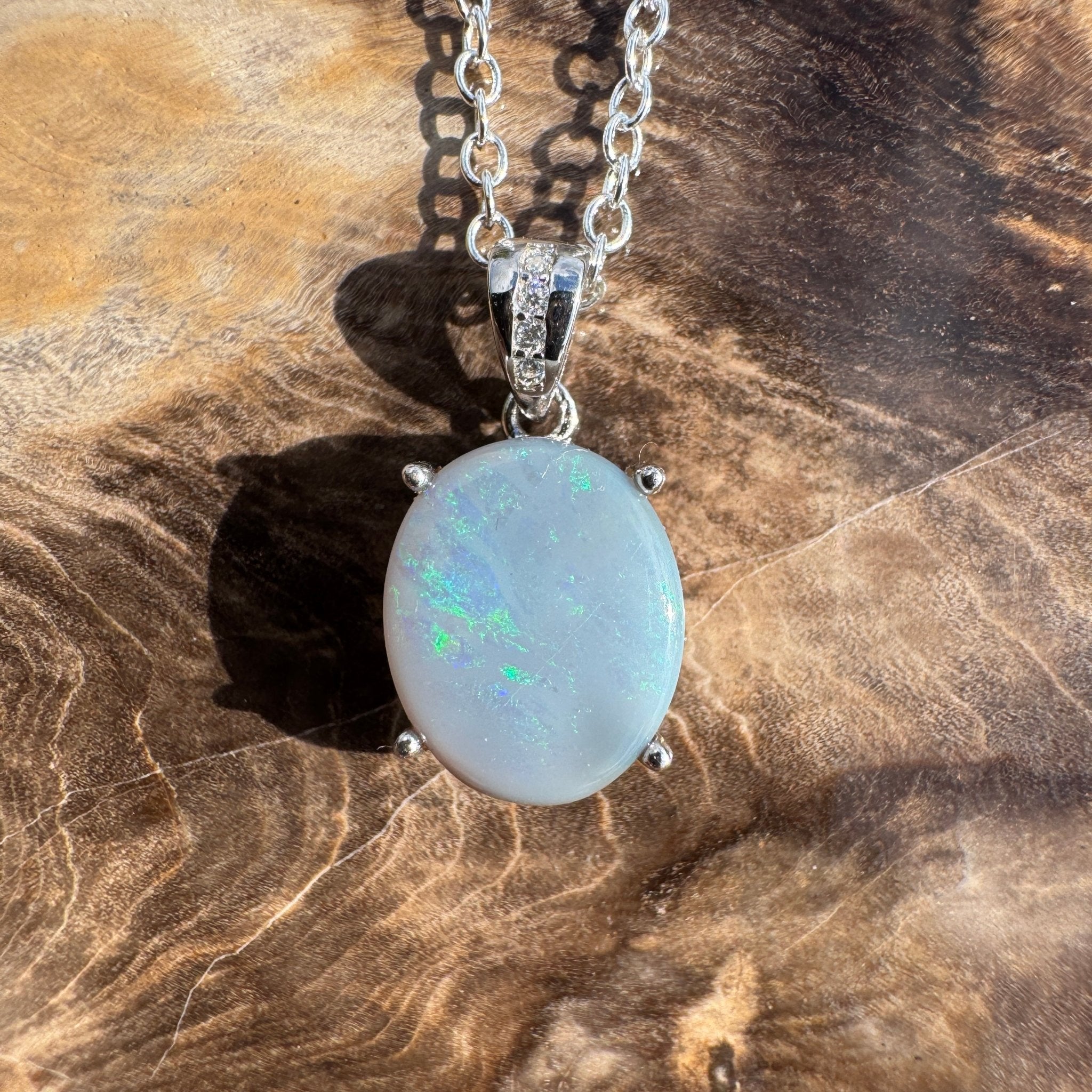 2.1ct Lightning Ridge Opal Pendant Necklace ~ 'Ironbark Sun Catcher' | 925 Sterling Silver | Solid Australian Opal