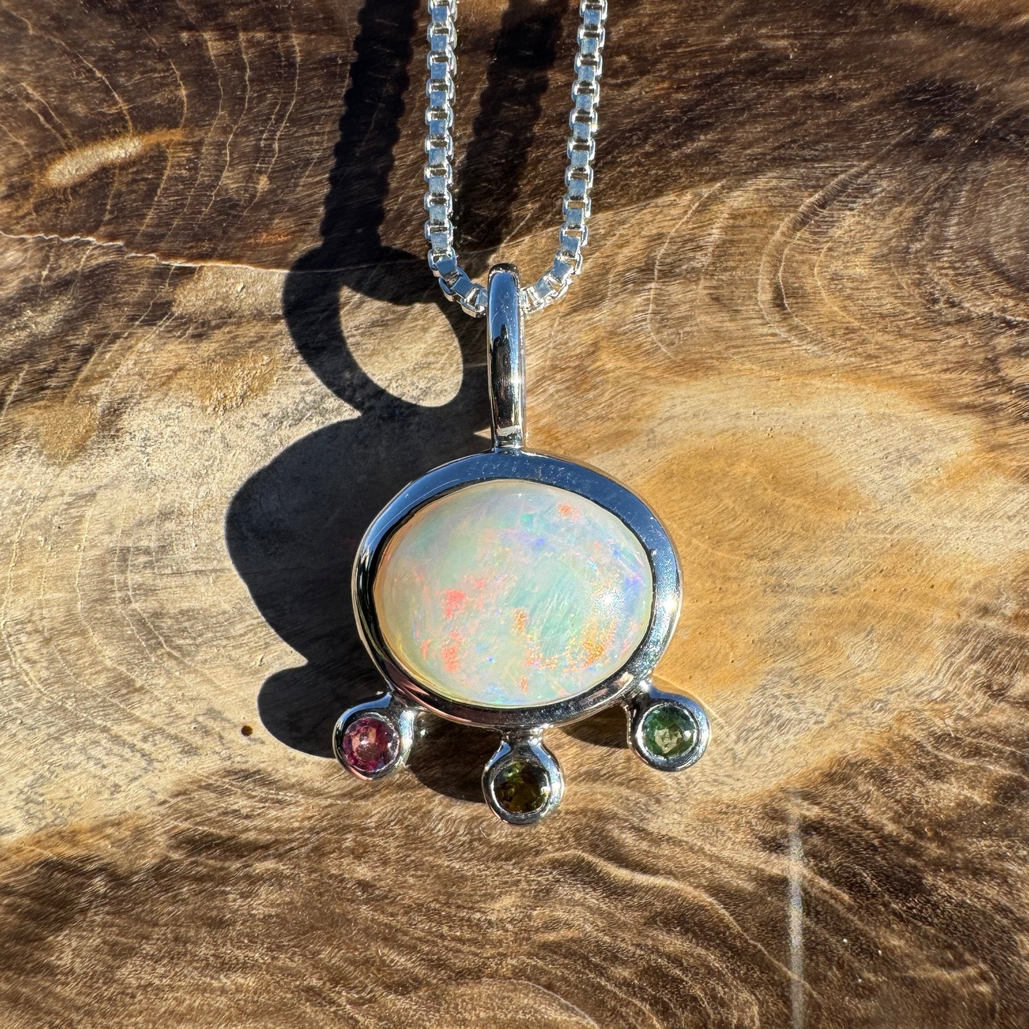 2.25ct Coober Pedy Opal Pendant Necklace ~ 'Cloudbreak Glow' | 925 Sterling Silver | Solid Australian Opal
