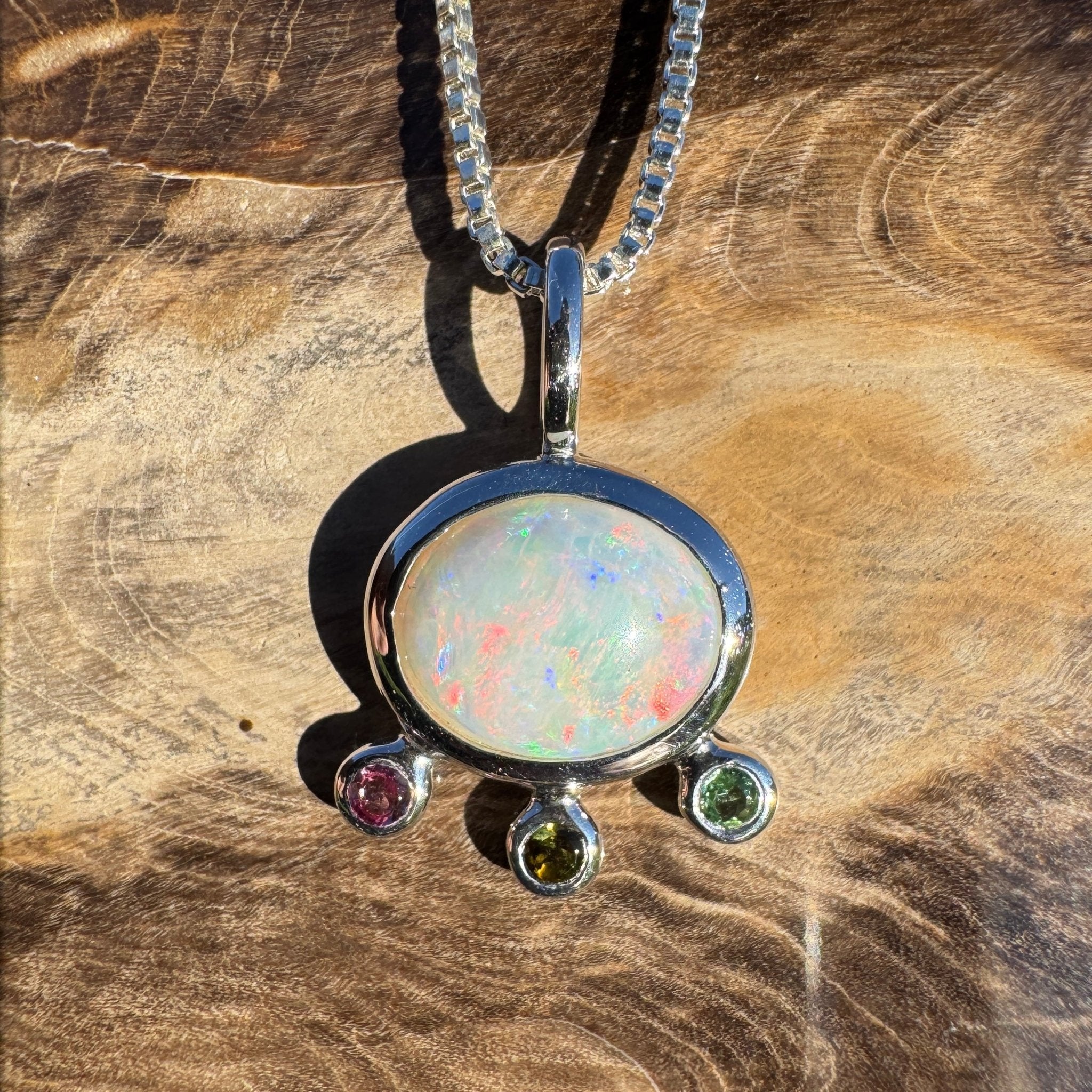 2.25ct Coober Pedy Opal Pendant Necklace ~ 'Cloudbreak Glow' | 925 Sterling Silver | Solid Australian Opal