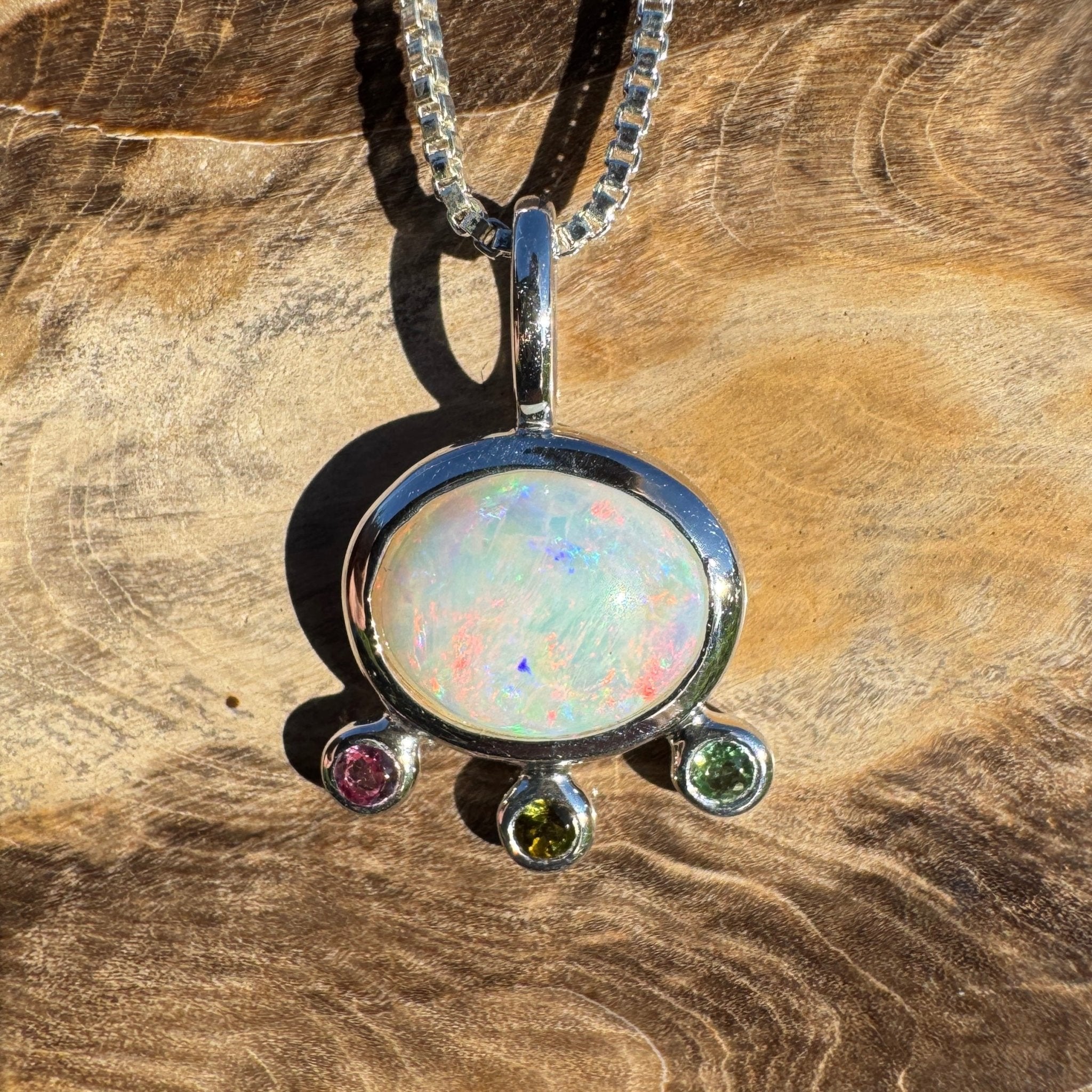 2.25ct Coober Pedy Opal Pendant Necklace ~ 'Cloudbreak Glow' | 925 Sterling Silver | Solid Australian Opal
