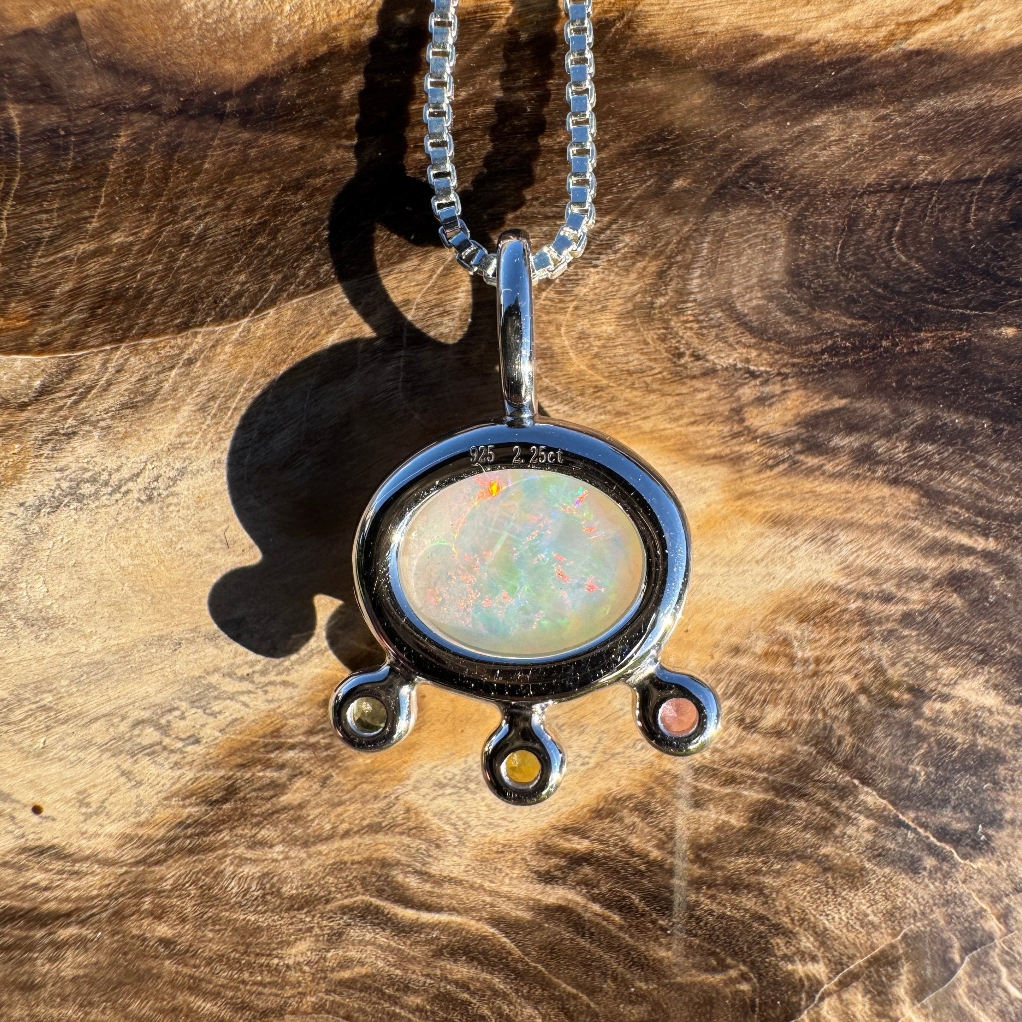 2.25ct Coober Pedy Opal Pendant Necklace ~ 'Cloudbreak Glow' | 925 Sterling Silver | Solid Australian Opal