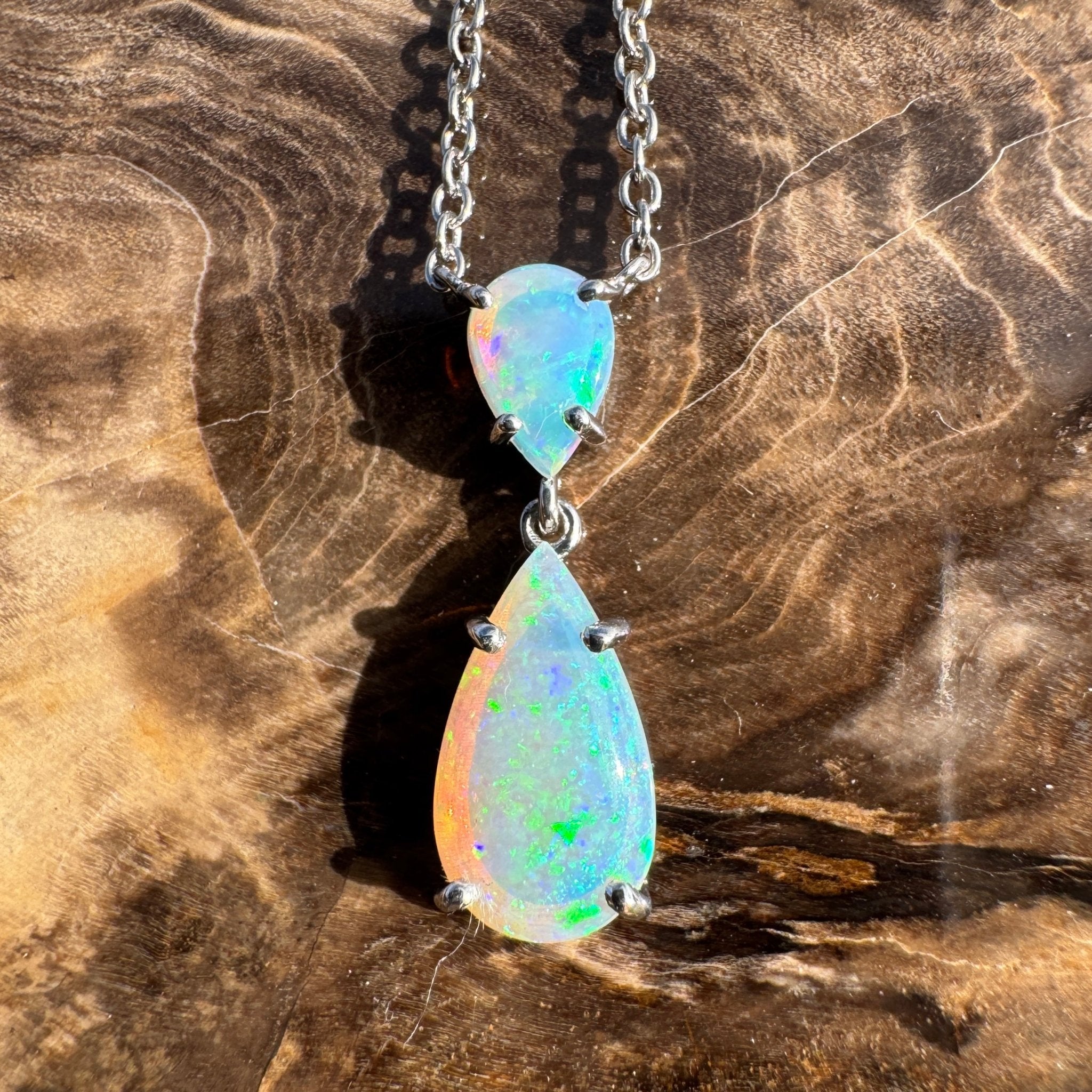 2.2ct Coober Pedy Crystal Opal Pendant Necklace ~ 'Robe Headland Spectrum' | 925 Sterling Silver | Solid Australian Opal