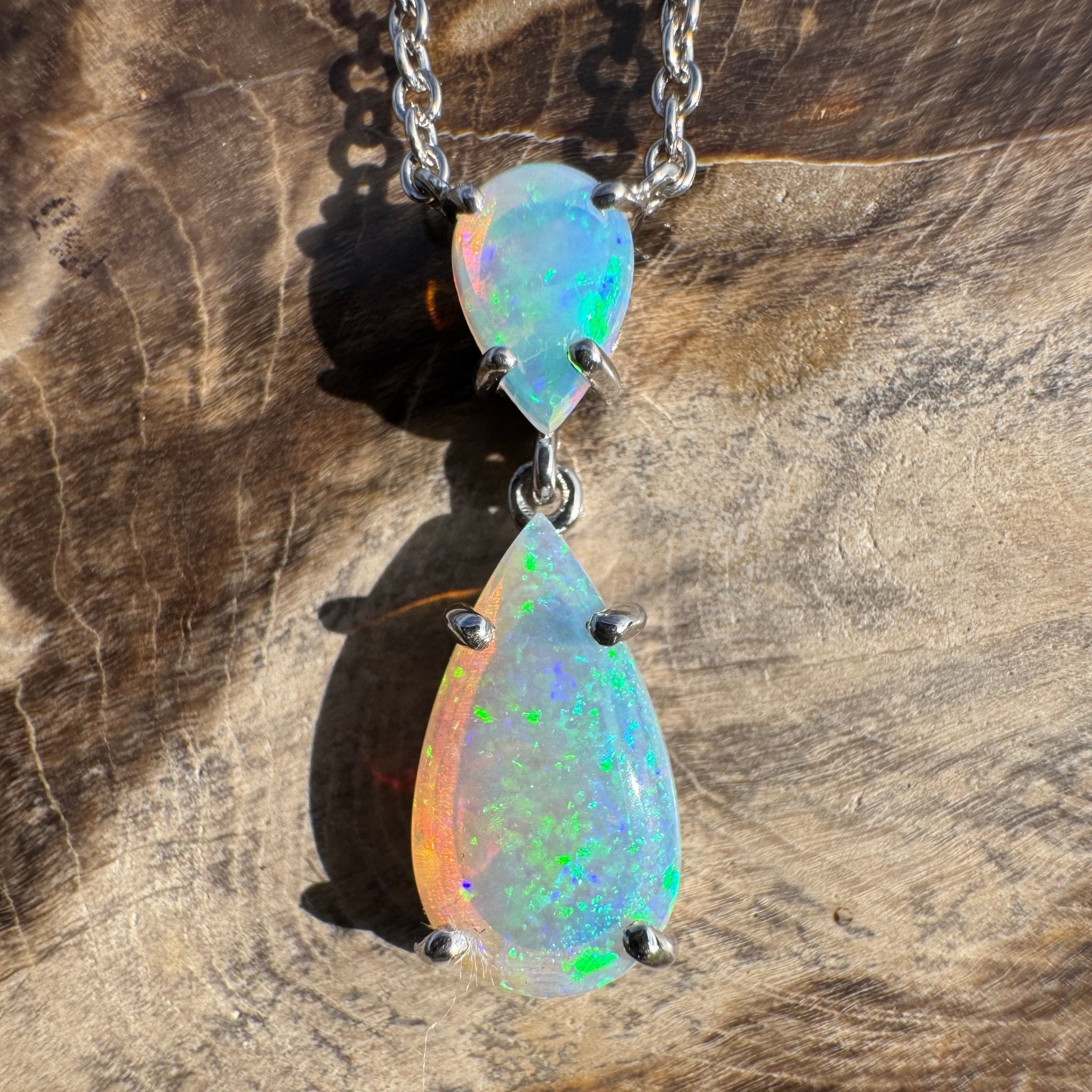 2.2ct Coober Pedy Crystal Opal Pendant Necklace ~ 'Robe Headland Spectrum' | 925 Sterling Silver | Solid Australian Opal