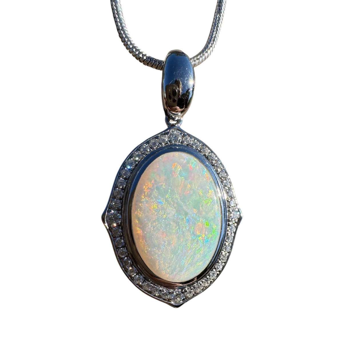 2.2ct Coober Pedy Opal Pendant Necklace ~ 'Lorne Coast Glow' | 925 Sterling Silver | Solid Australian Opal