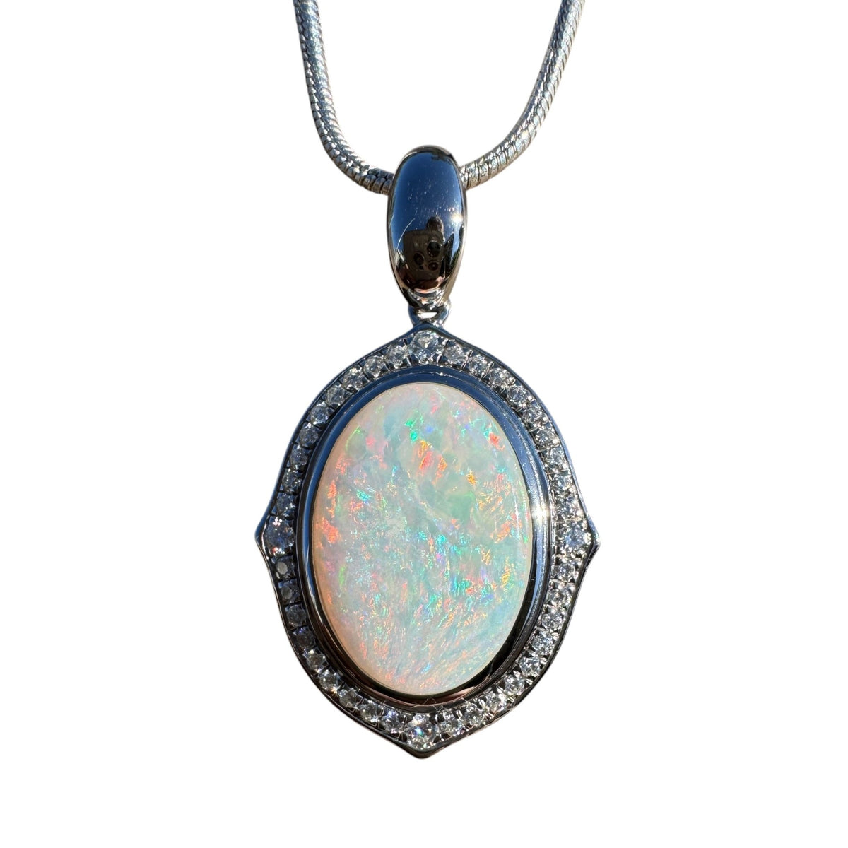 2.2ct Coober Pedy Opal Pendant Necklace ~ 'Lorne Coast Glow' | 925 Sterling Silver | Solid Australian Opal