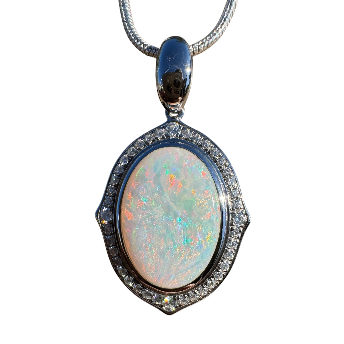 2.2ct Coober Pedy Opal Pendant Necklace ~ 'Lorne Coast Glow' | 925 Sterling Silver | Solid Australian Opal