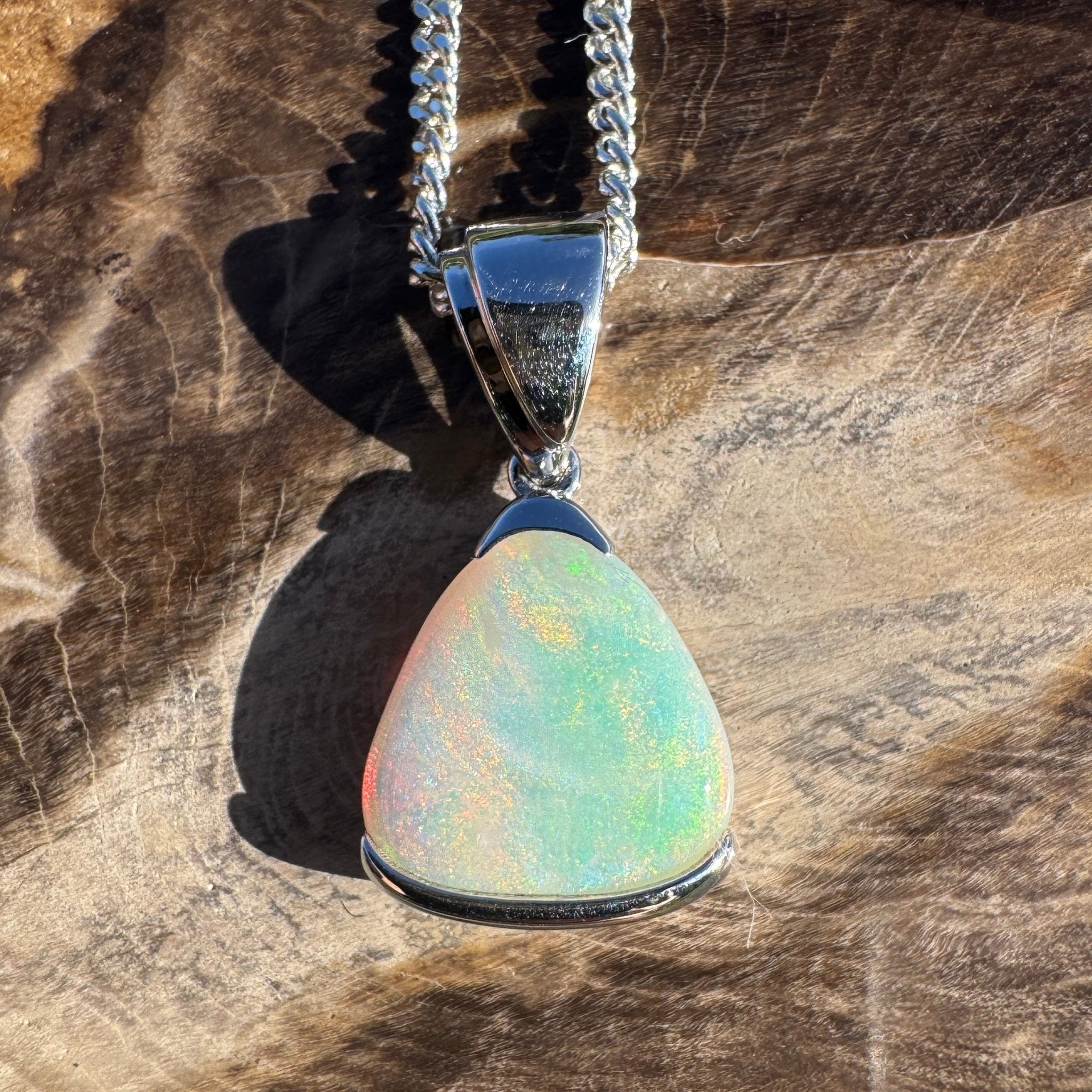 2.2ct Coober Pedy Opal Pendant Necklace ~ 'Peterborough Prism' | 925 Sterling Silver | Solid Australian Opal