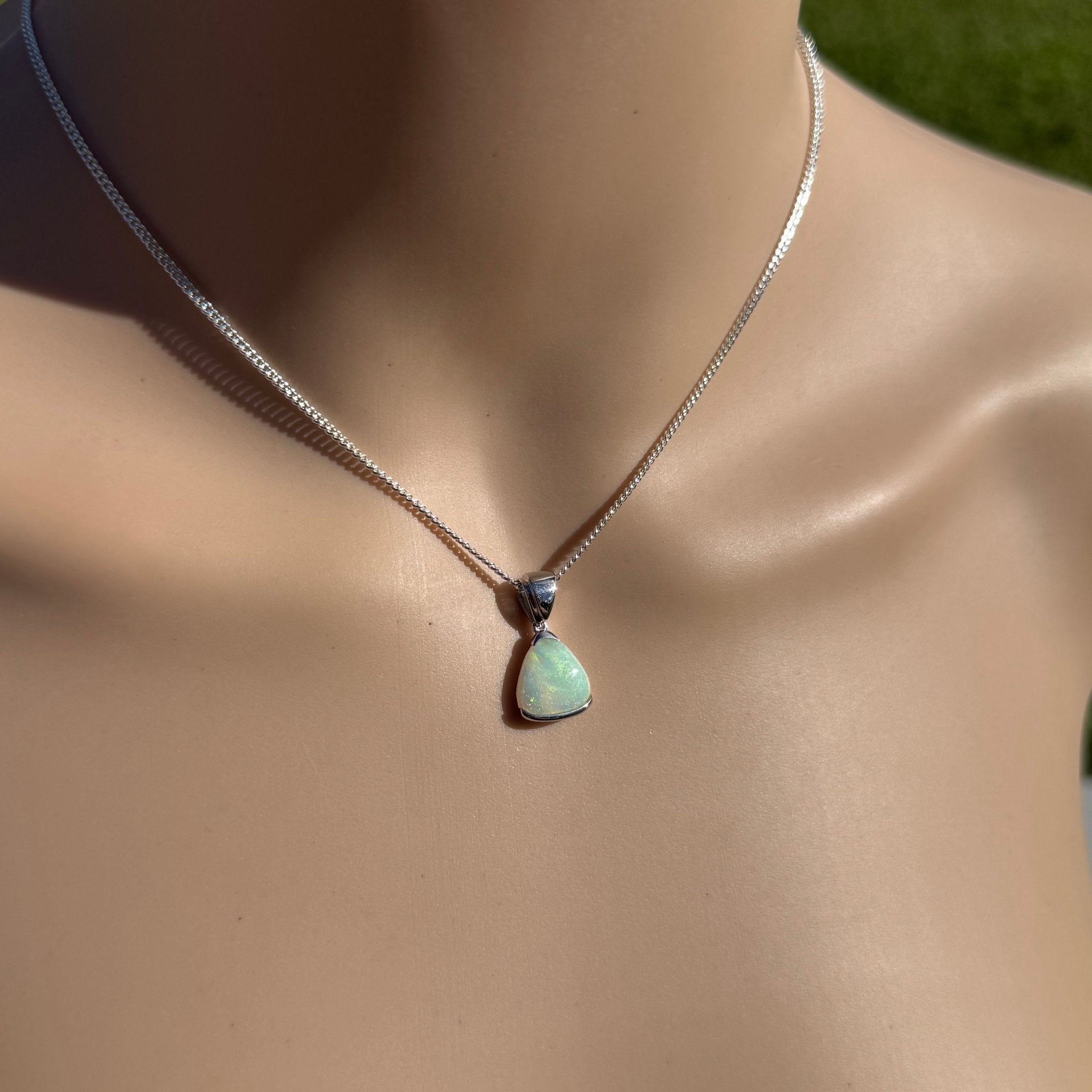2.2ct Coober Pedy Opal Pendant Necklace ~ 'Peterborough Prism' | 925 Sterling Silver | Solid Australian Opal