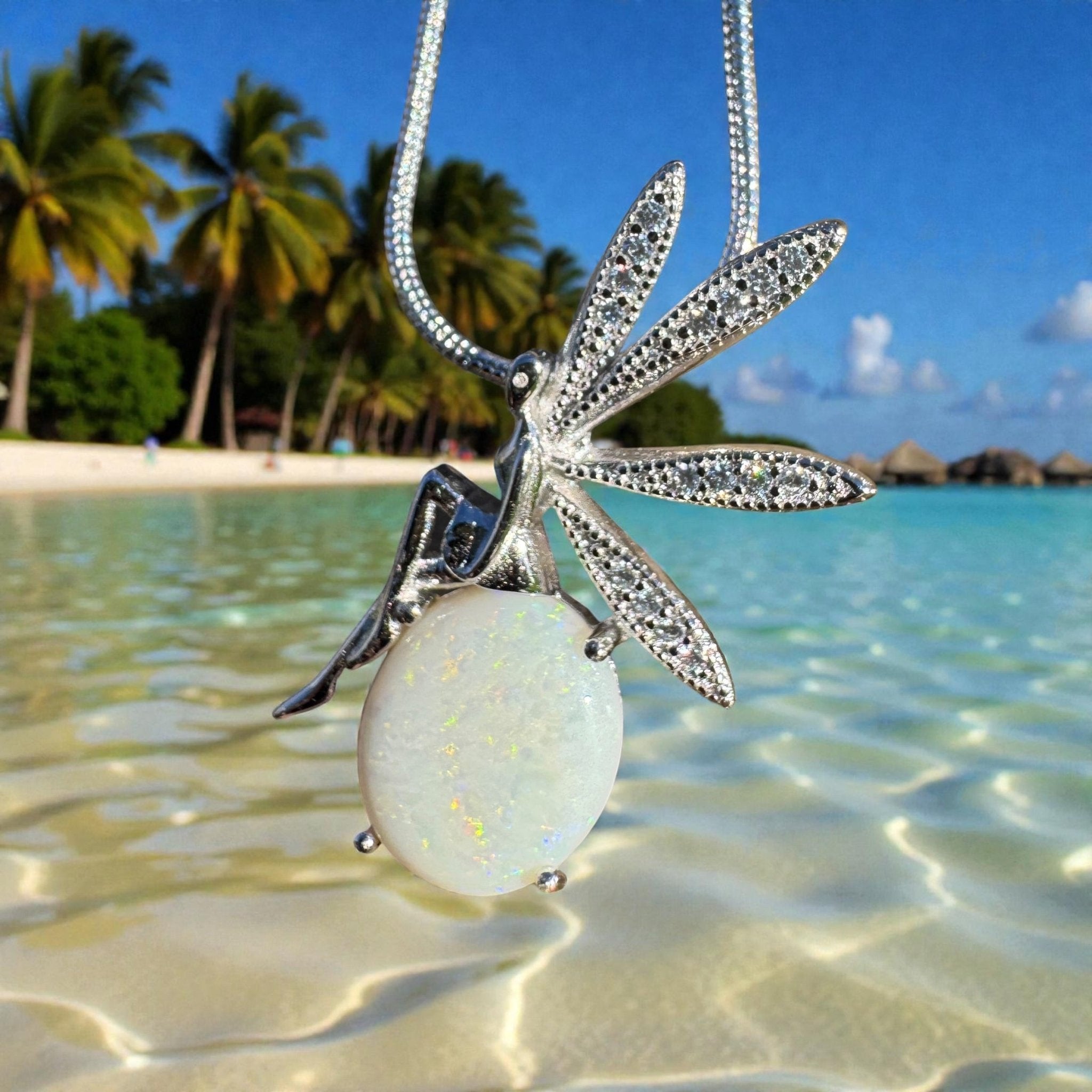 2.2ct Coober Pedy Opal Pendant Necklace ~ 'Wineglass Bay Whisper' | 925 Sterling Silver | Solid Australian Opal