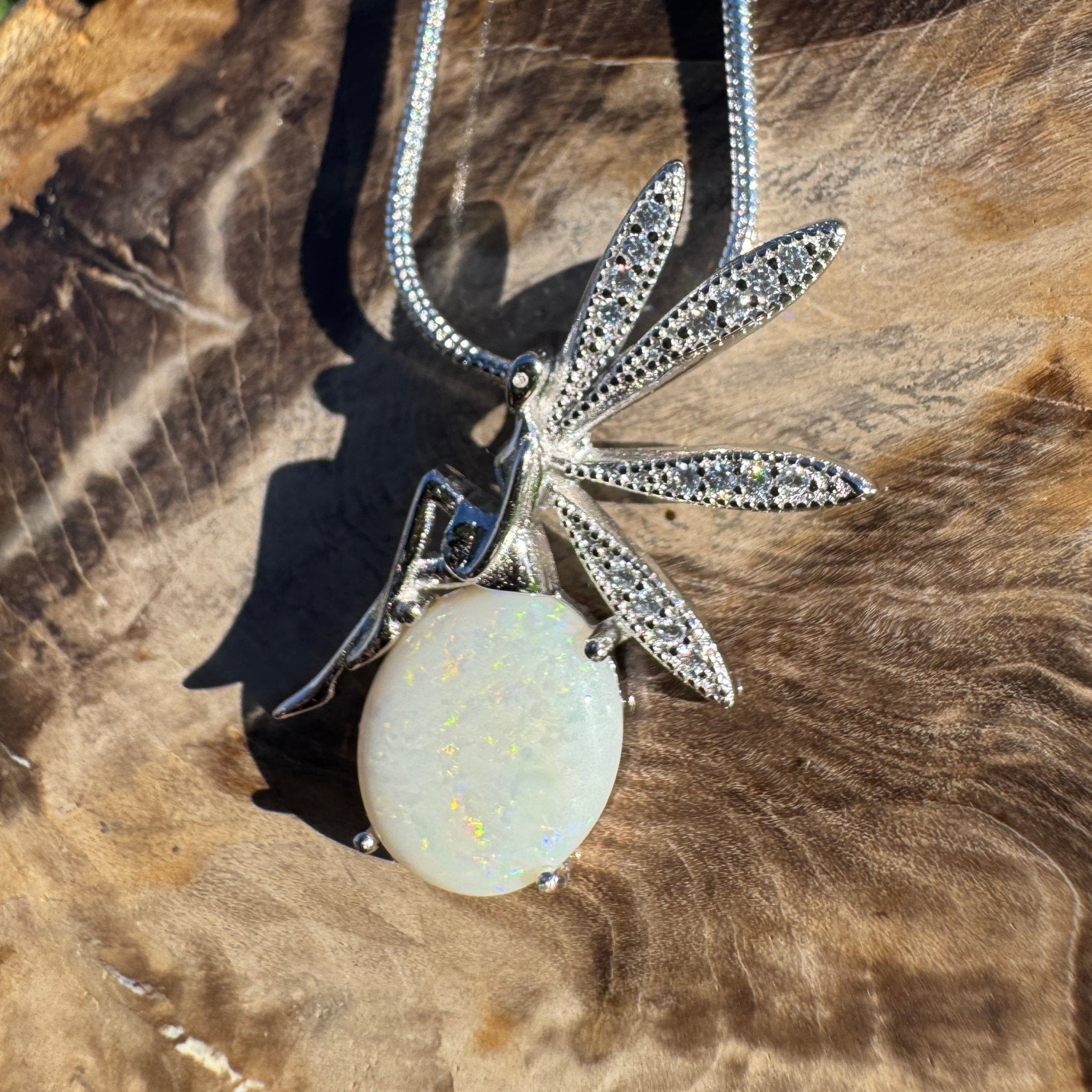 2.2ct Coober Pedy Opal Pendant Necklace ~ 'Wineglass Bay Whisper' | 925 Sterling Silver | Solid Australian Opal
