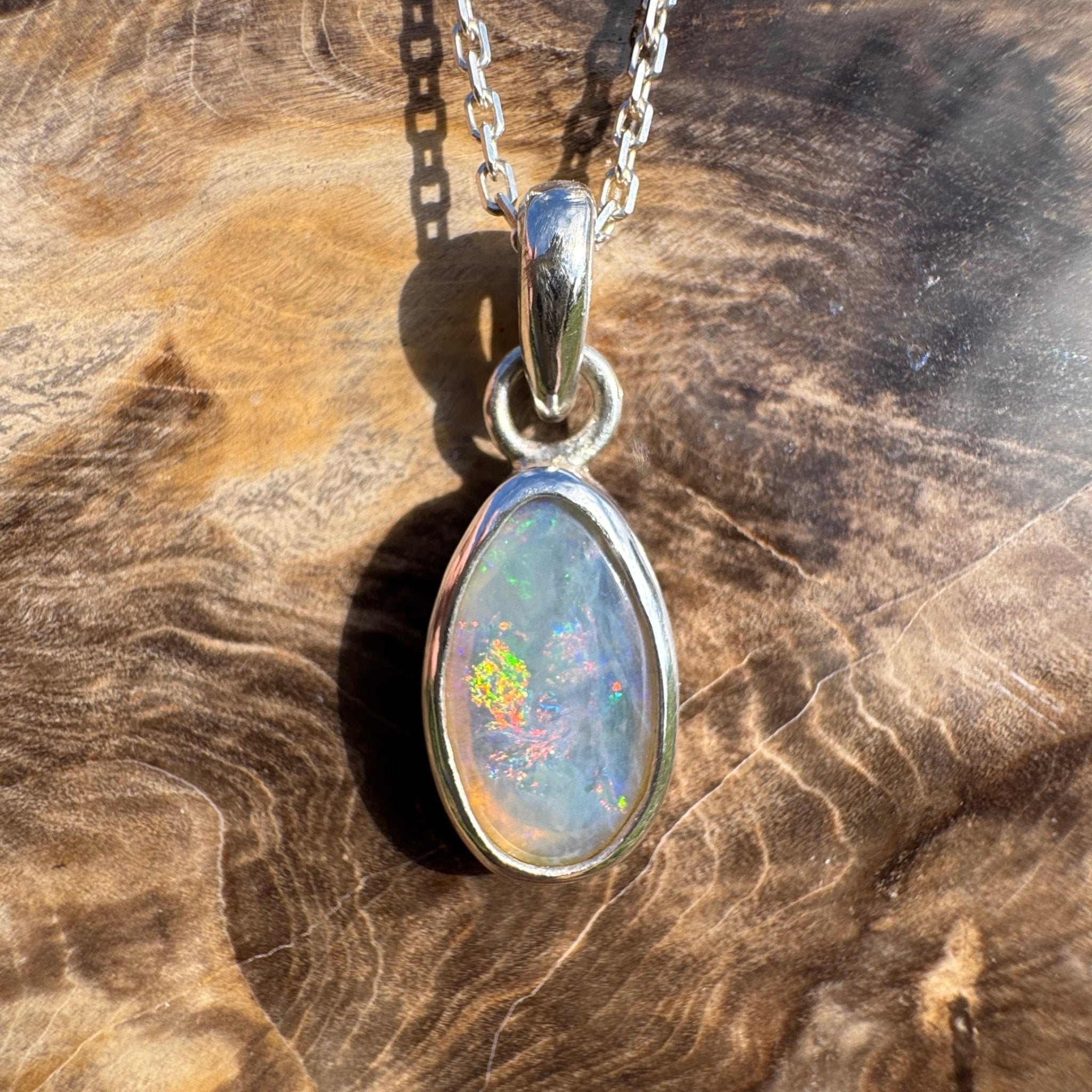 2.2ct Lightning Ridge Crystal Opal Pendant Necklace ~ 'Wineglass Radiance' | 925 Sterling Silver | Solid Australian Opal