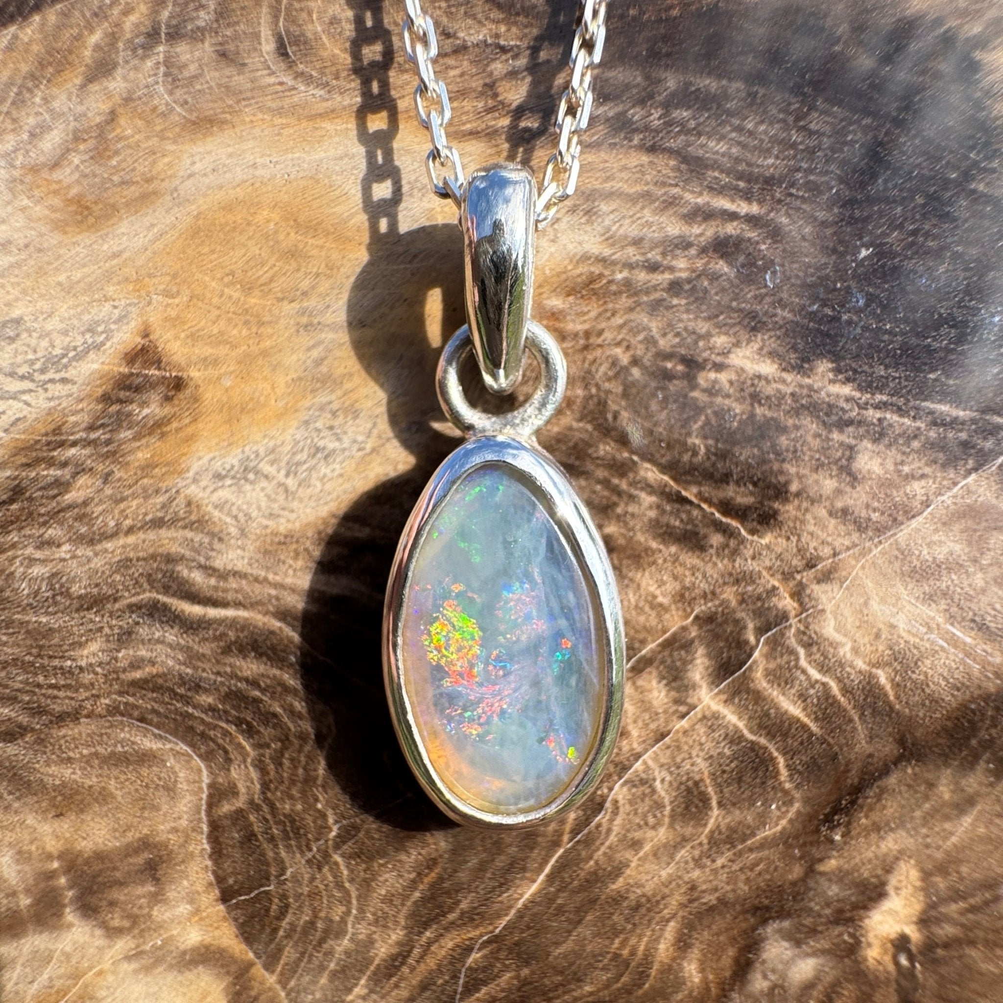 2.2ct Lightning Ridge Crystal Opal Pendant Necklace ~ 'Wineglass Radiance' | 925 Sterling Silver | Solid Australian Opal